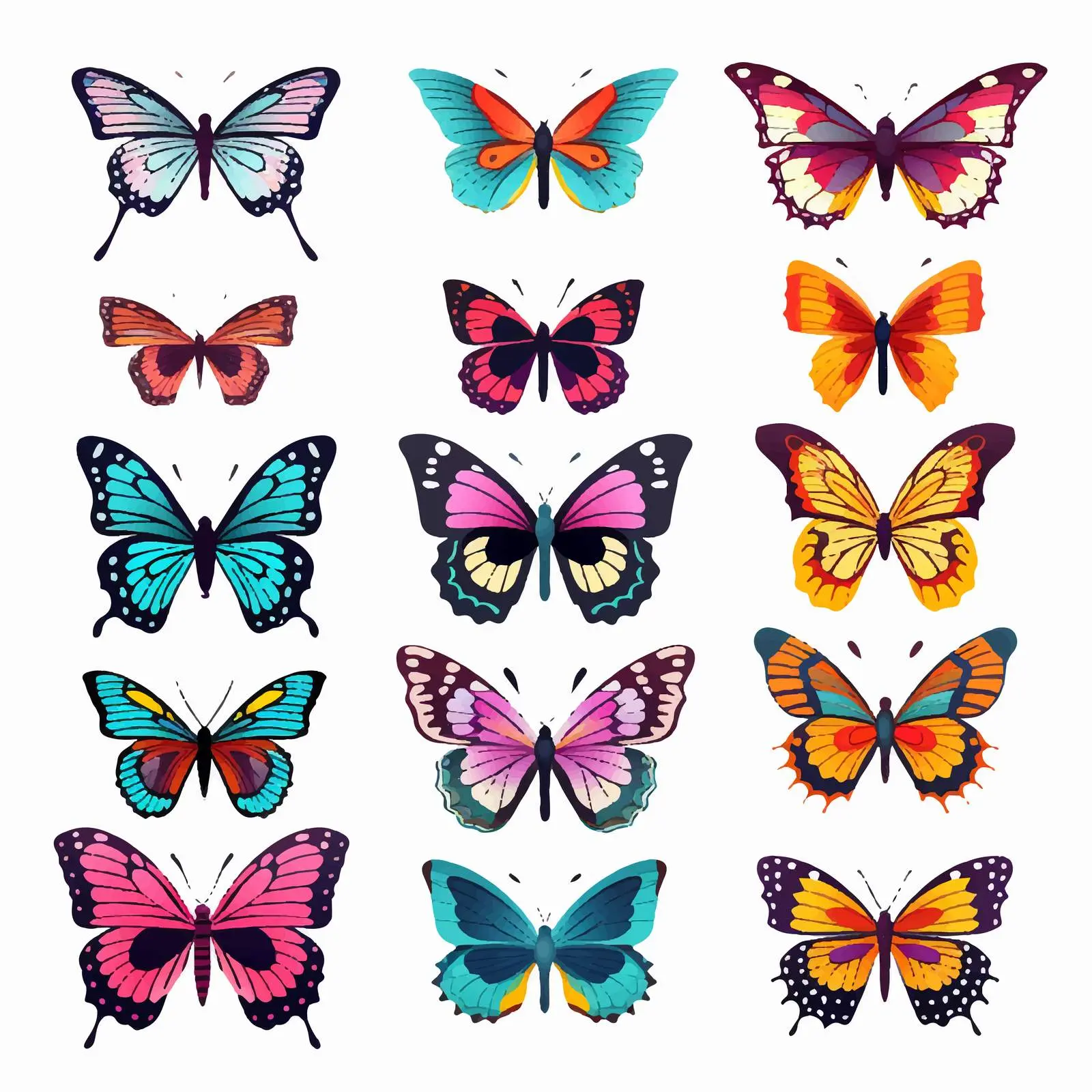 Bright Cartoon Vector Butterflies Clip Art Bundle — free download from Dotvec