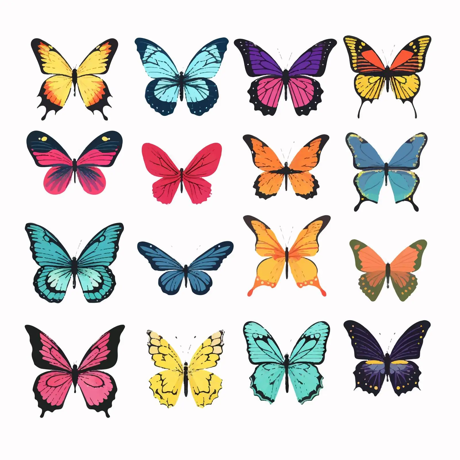 Bright Silhouettes of Cartoon Butterflies Vector — free download from Dotvec