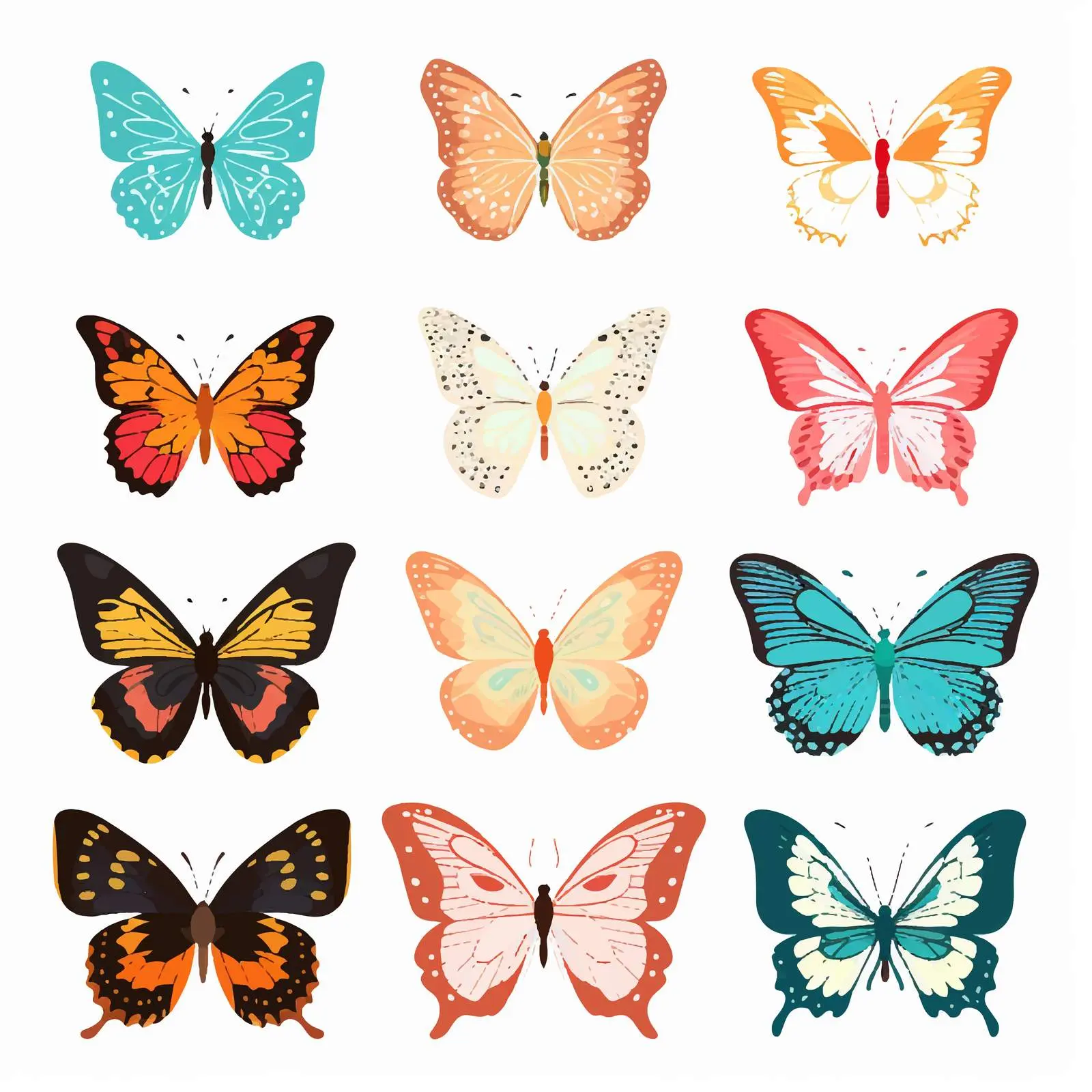 Bright Butterfly Silhouettes Clip Art Set — free download from Dotvec