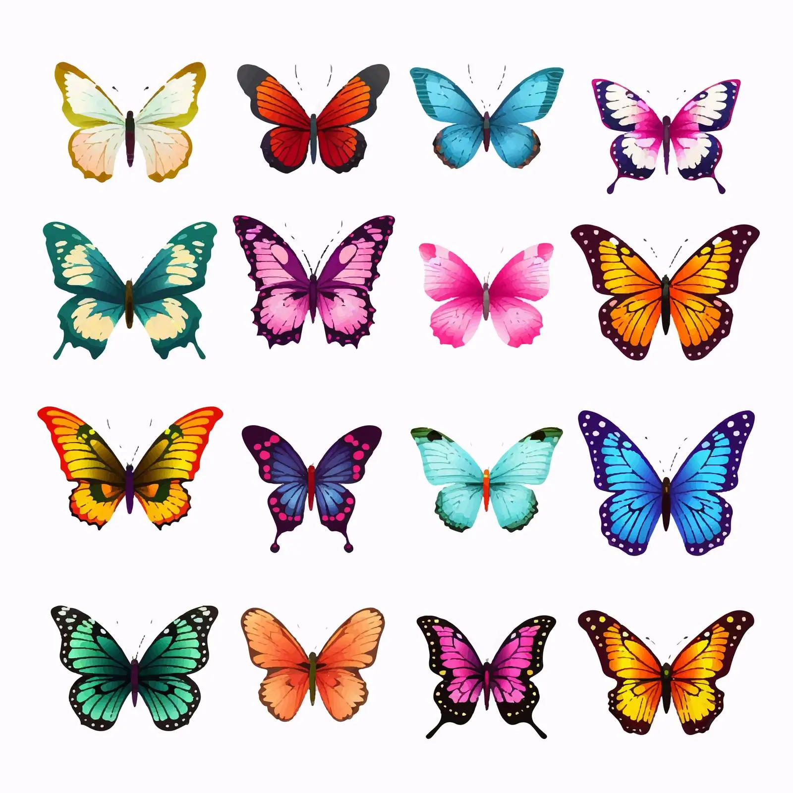 Bright Butterfly Silhouettes Clip Art Set — free download from Dotvec