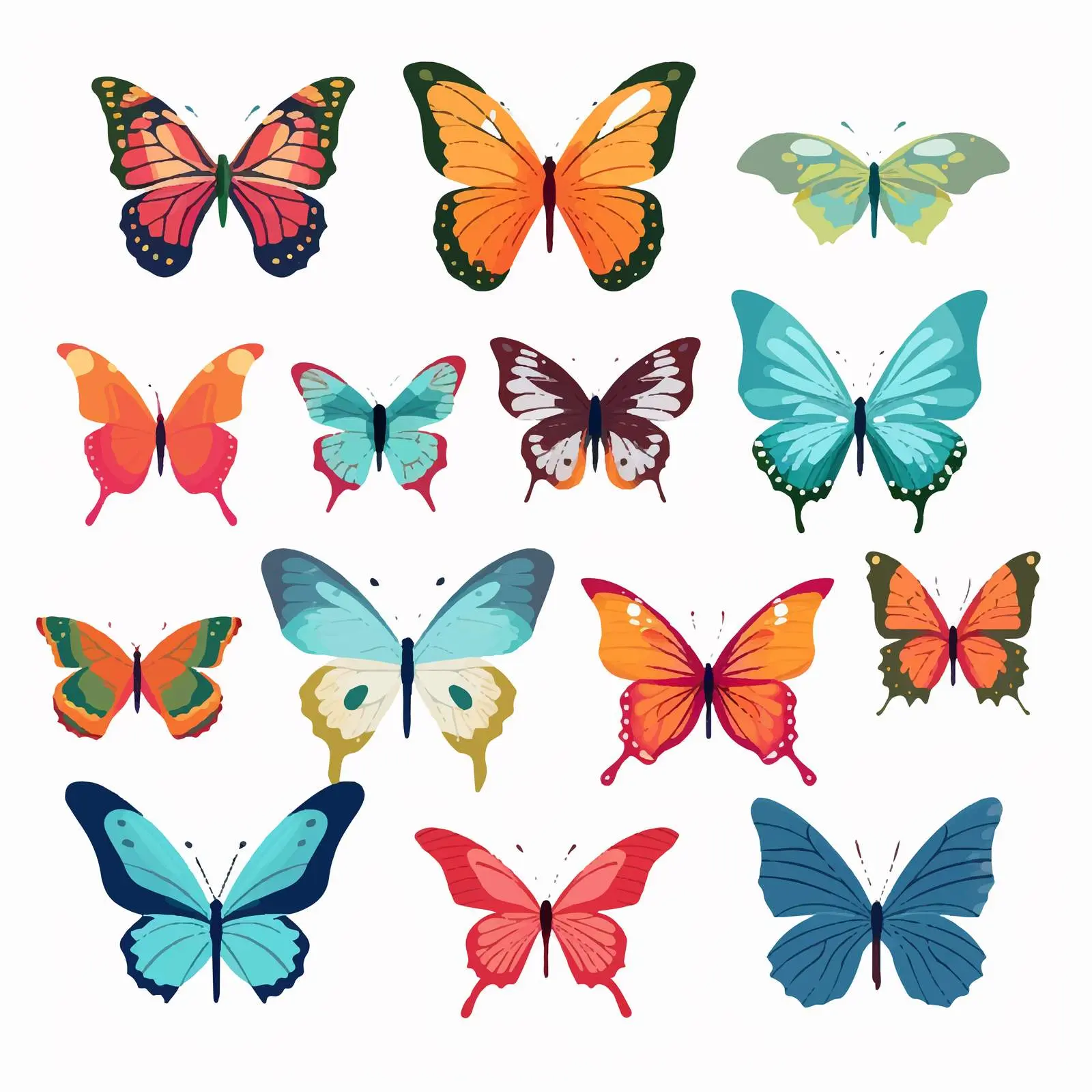 Bright Butterflies Silhouettes Clip Art Set — free download from Dotvec