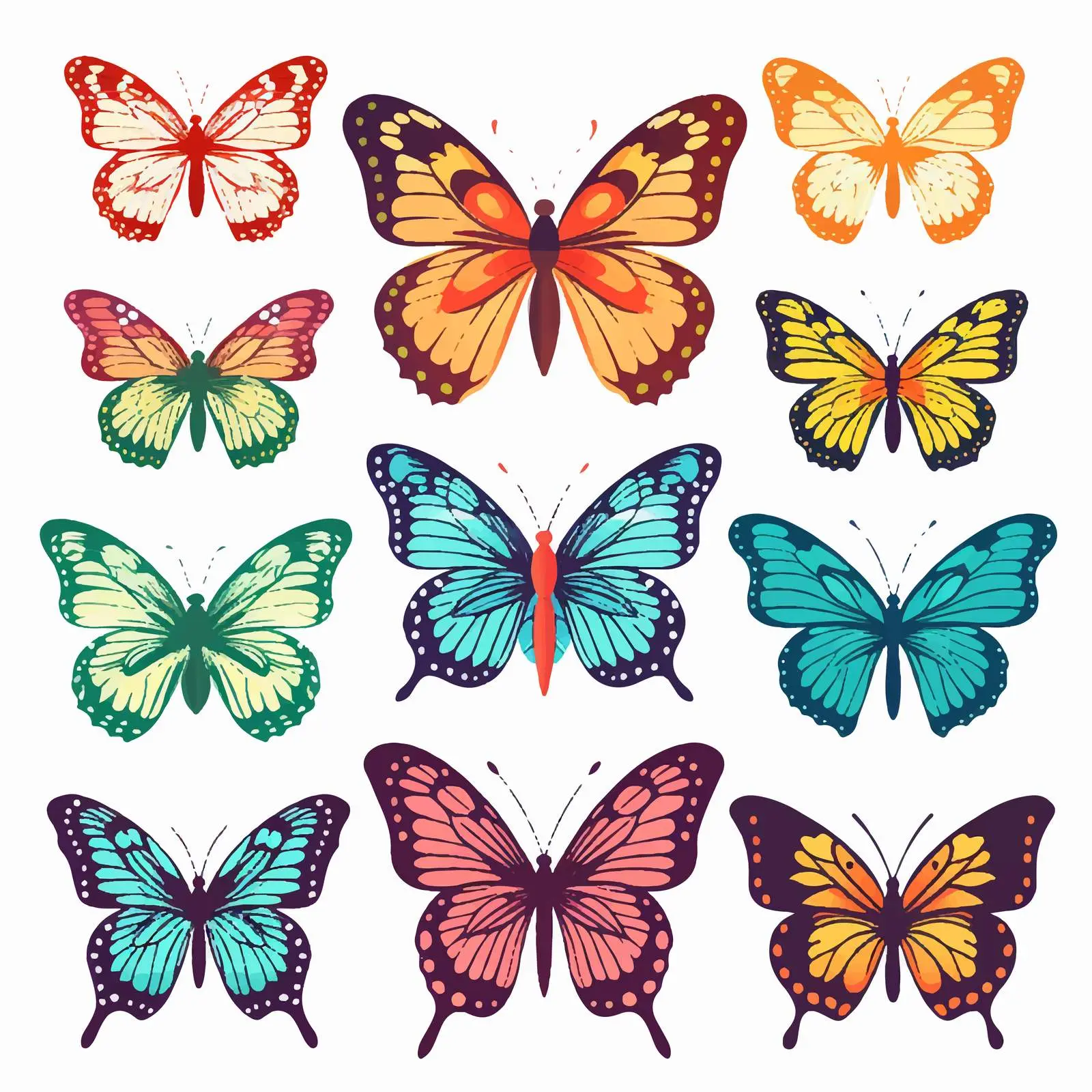 Bright Silhouette Butterflies Clip Art Set — free download from Dotvec