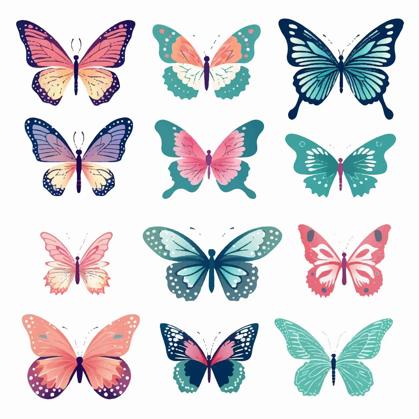 Glitter Textured Butterfly Silhouettes Clip Art — free download from Dotvec