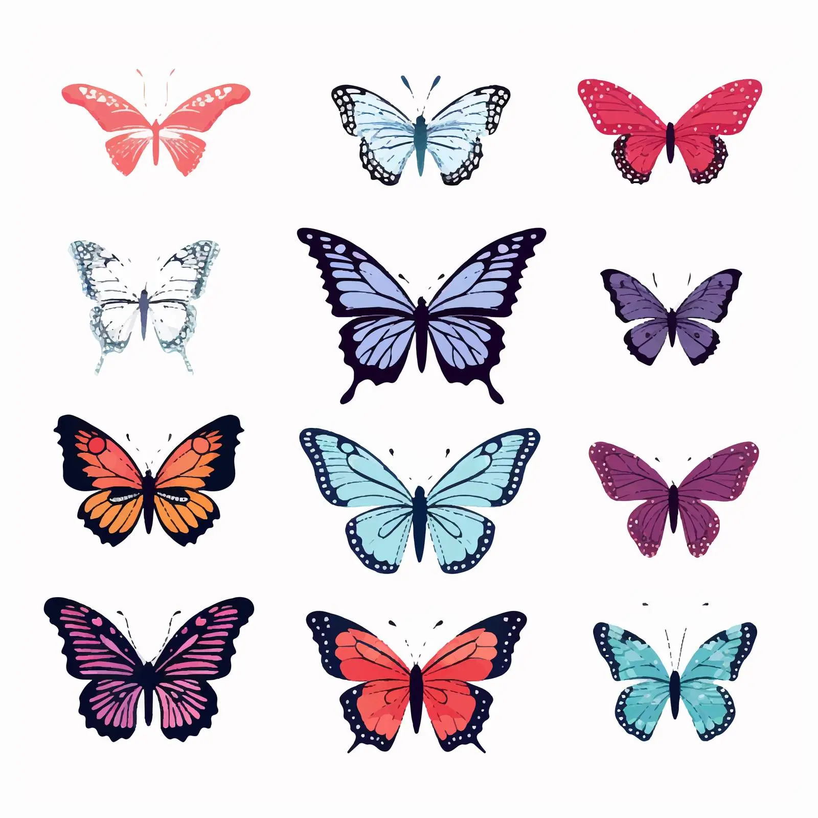 Glittery Butterfly Silhouettes Vector Clip Art — free download from Dotvec