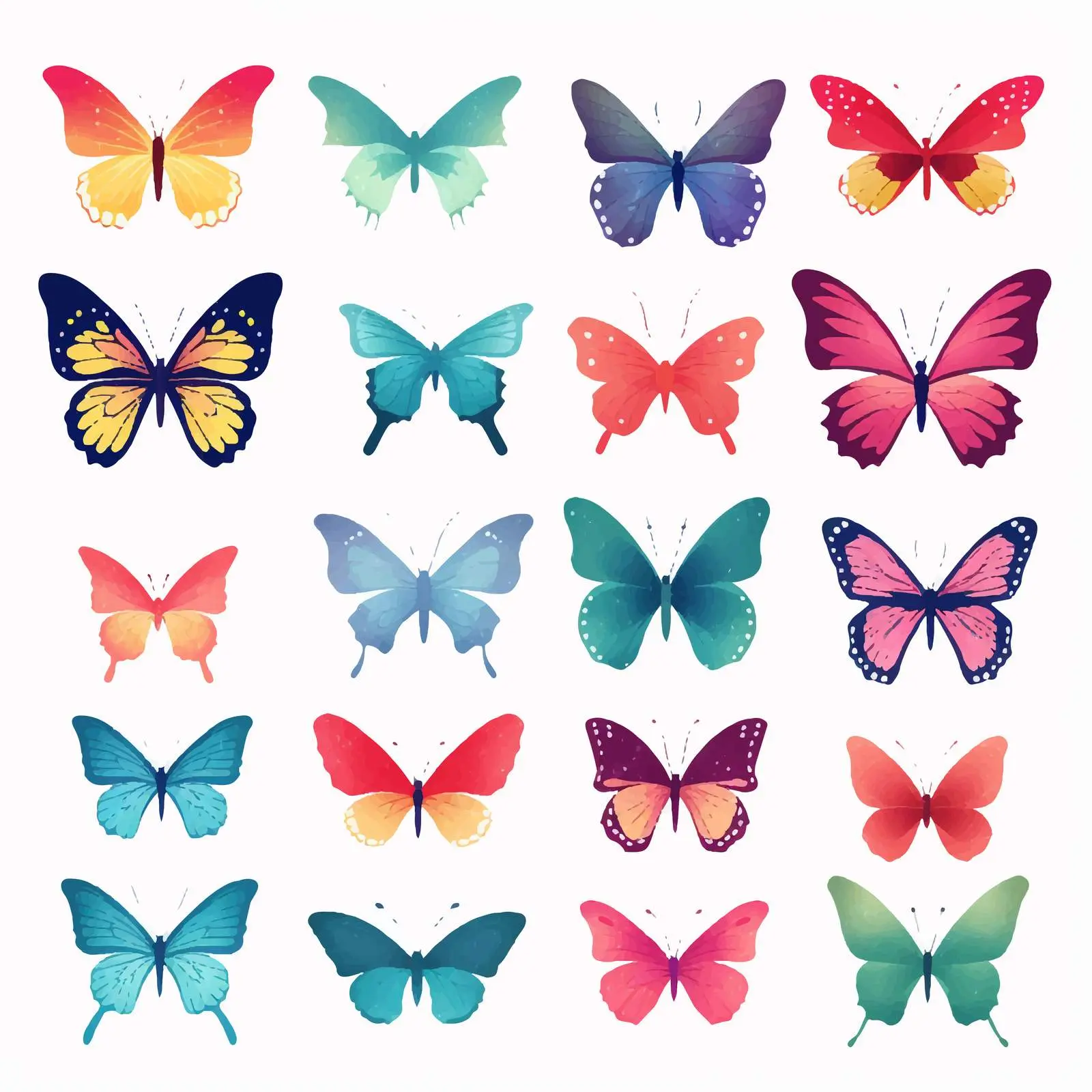 Glittery Butterfly Silhouettes Vector Designs — free download from Dotvec