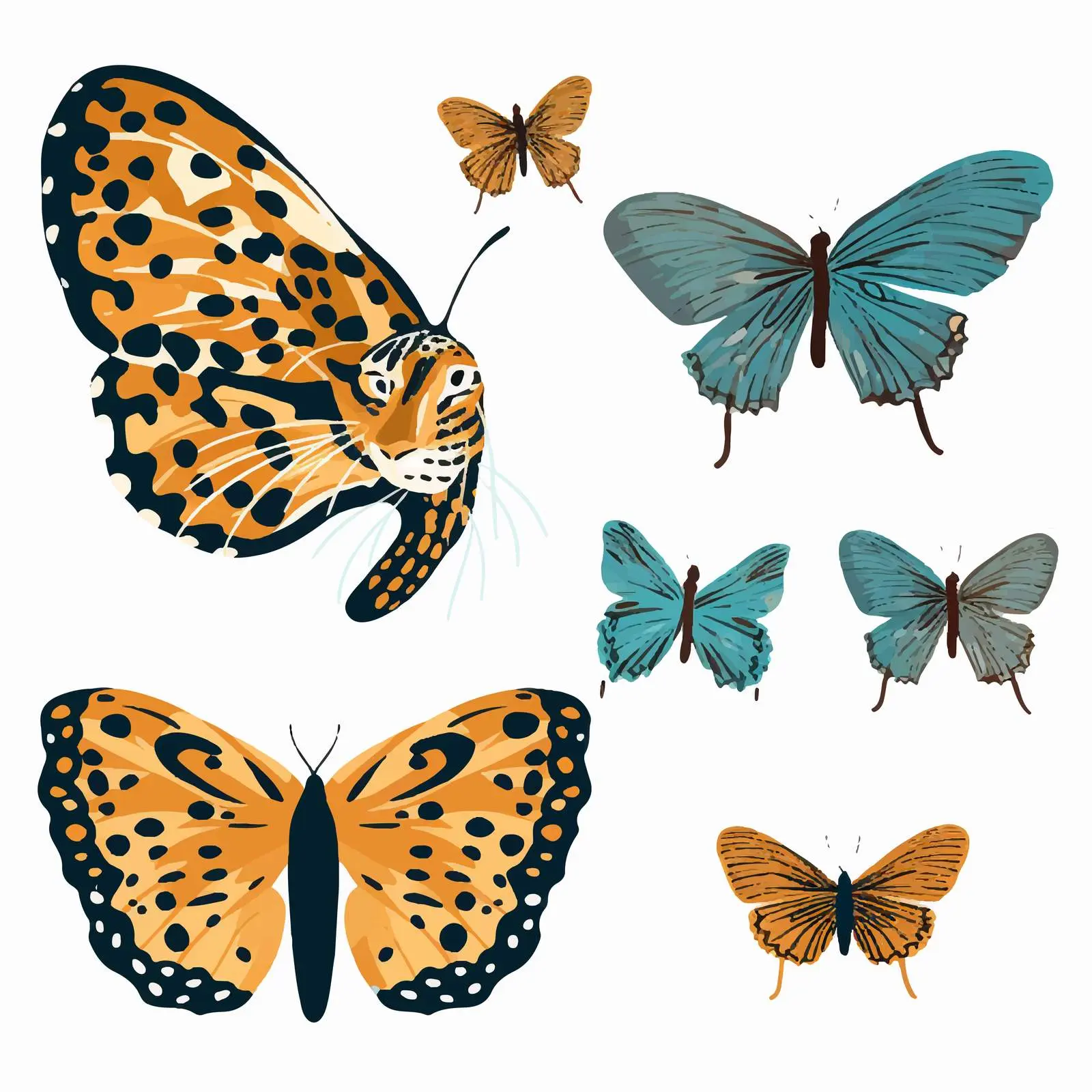 Butterflies With Leopard Skin Print Clip Art — free download from Dotvec