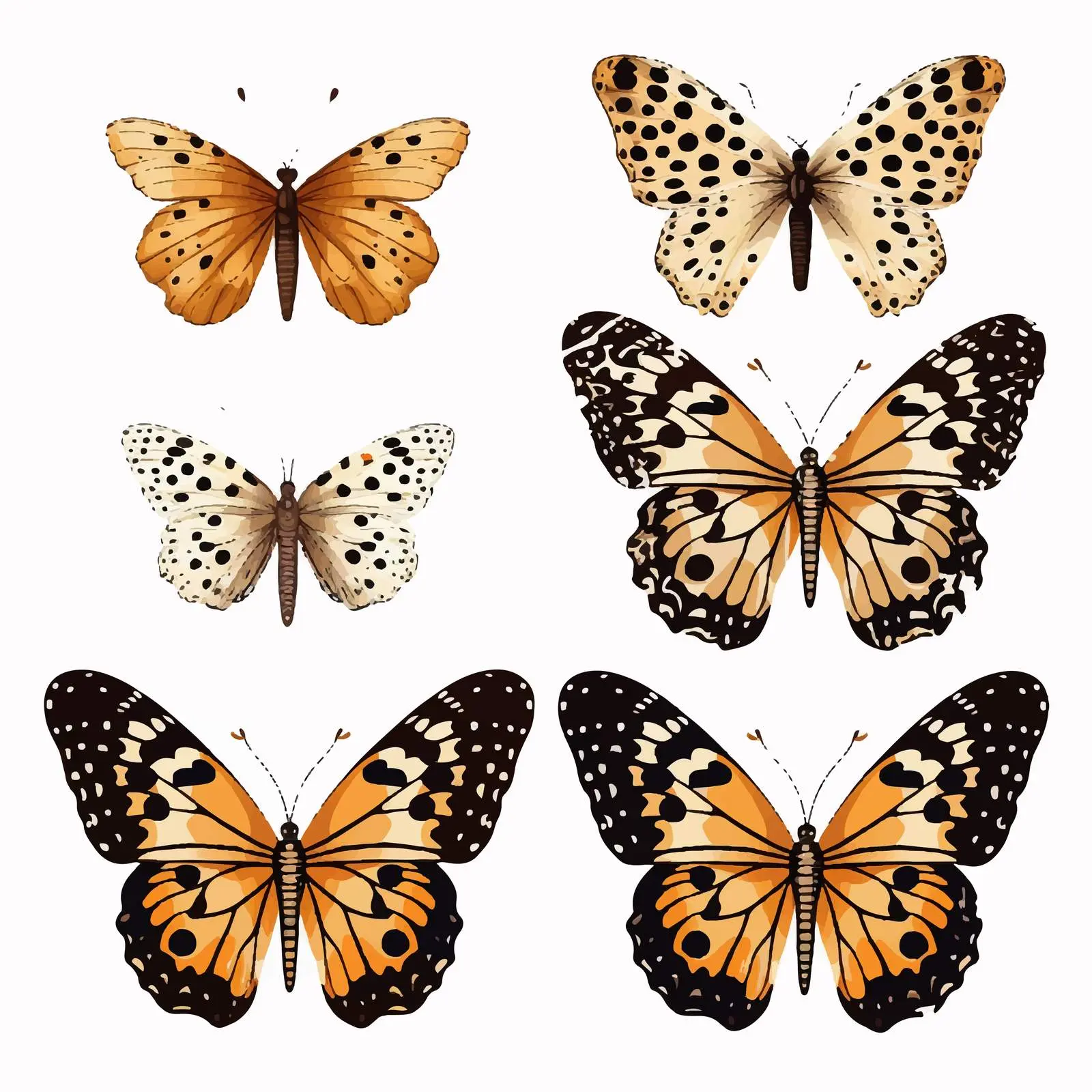 Leopard Print Butterflies Clip Art on White Background — free download from Dotvec