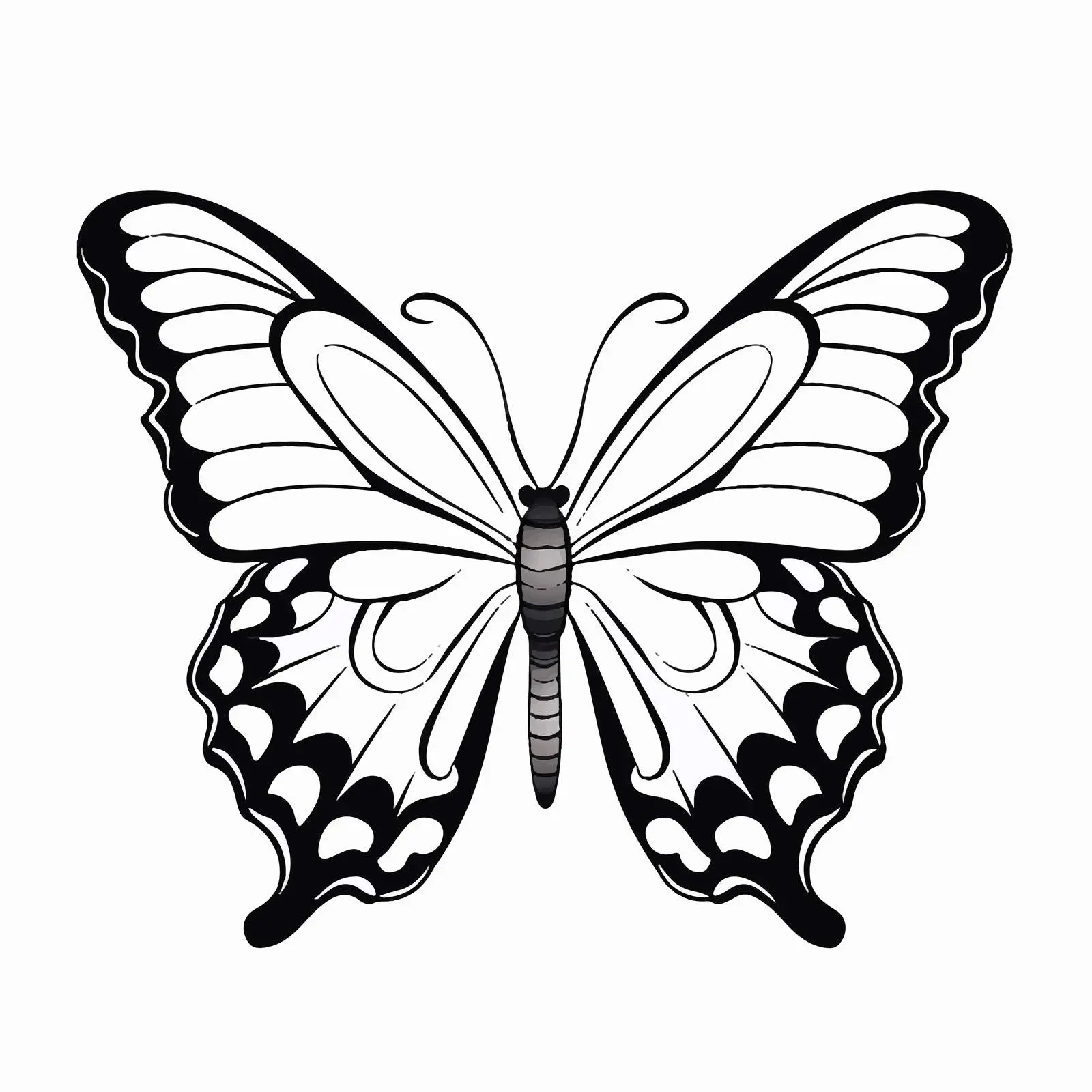 Butterfly Outline Vector Illustration on White Background — free download from Dotvec
