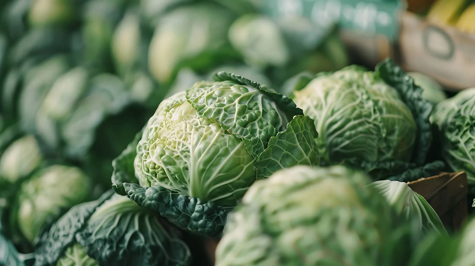 Fresh Cabbage Display on Market Stall — free download from Dotvec
