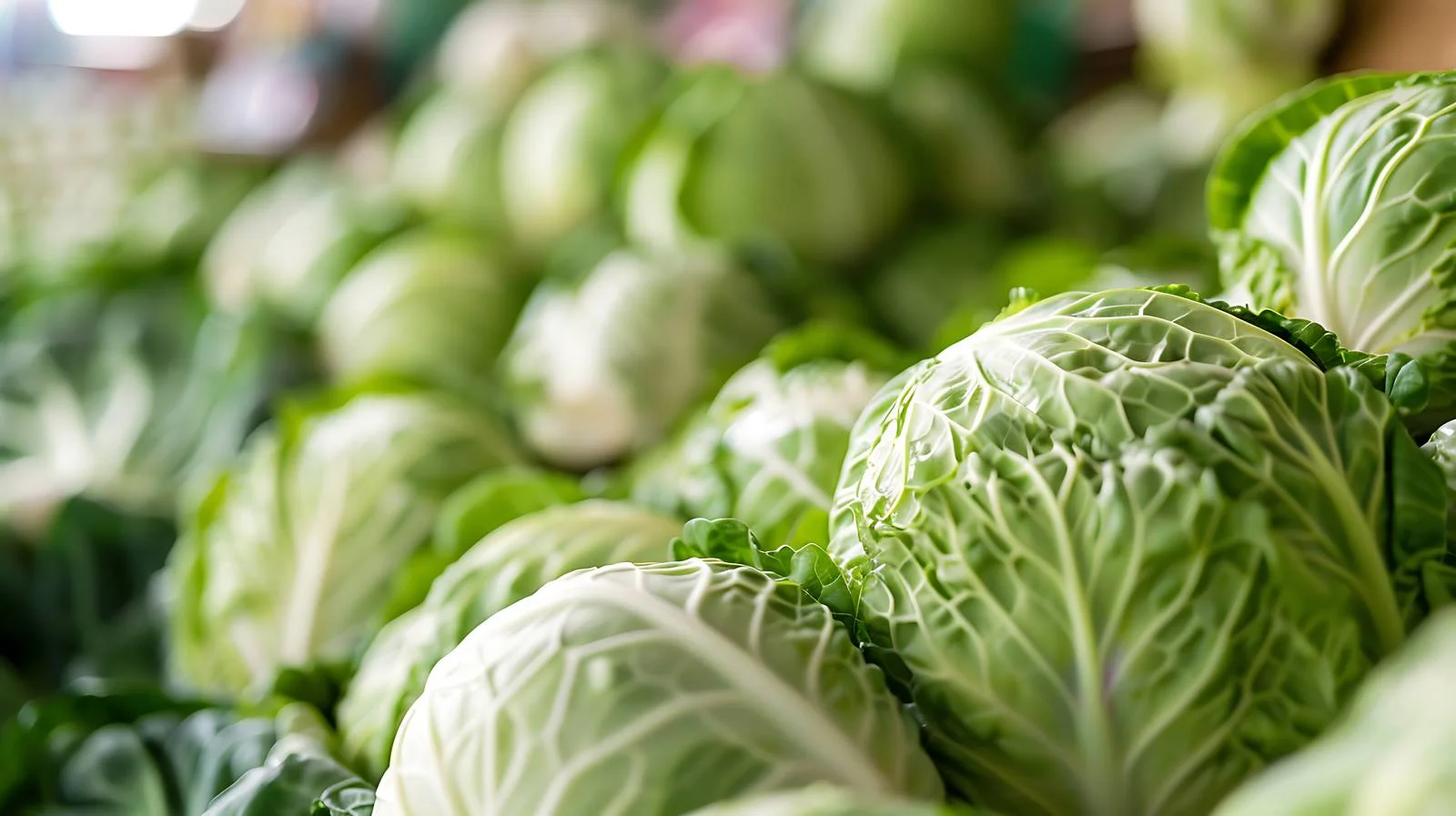Fresh Cabbage on Market Stall Background — free download from Dotvec