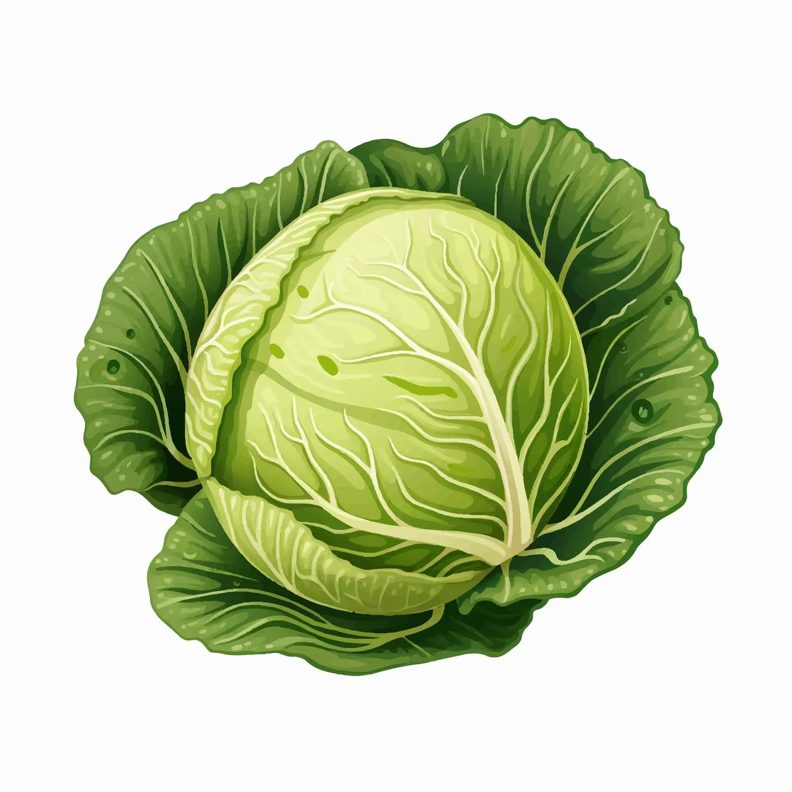 Cabbage Vector Illustration on White Background – free plant graphics image from Dotvec