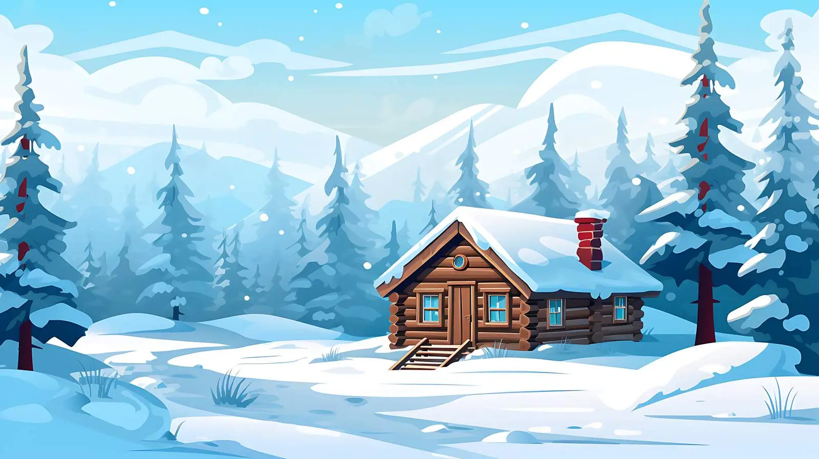 Winter Cabin Stock Vector Background Illustration — free download from Dotvec