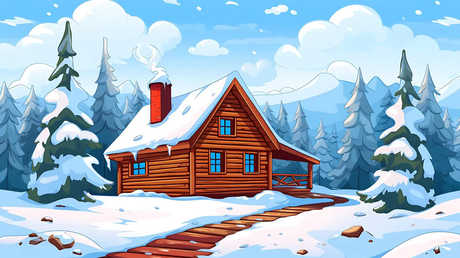Winter Cabin Background Vector Illustration — free download from Dotvec