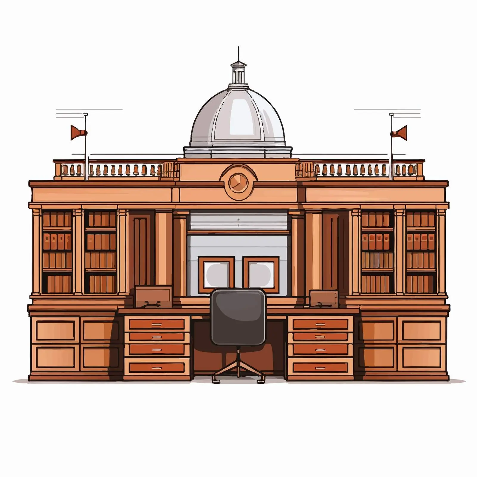 Cabinet Office Line Vector Illustration on White Background — free download from Dotvec
