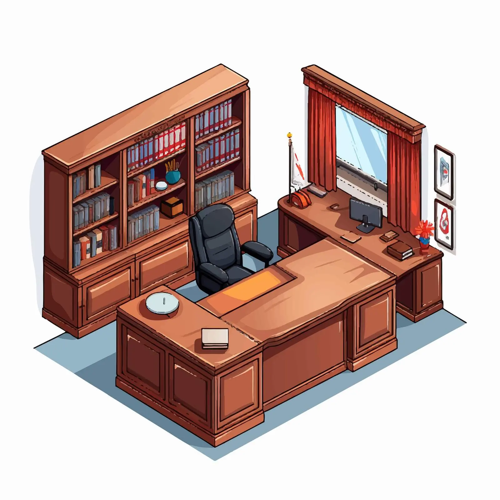 Cabinet Office Vector Line Illustration on White Background — free download from Dotvec