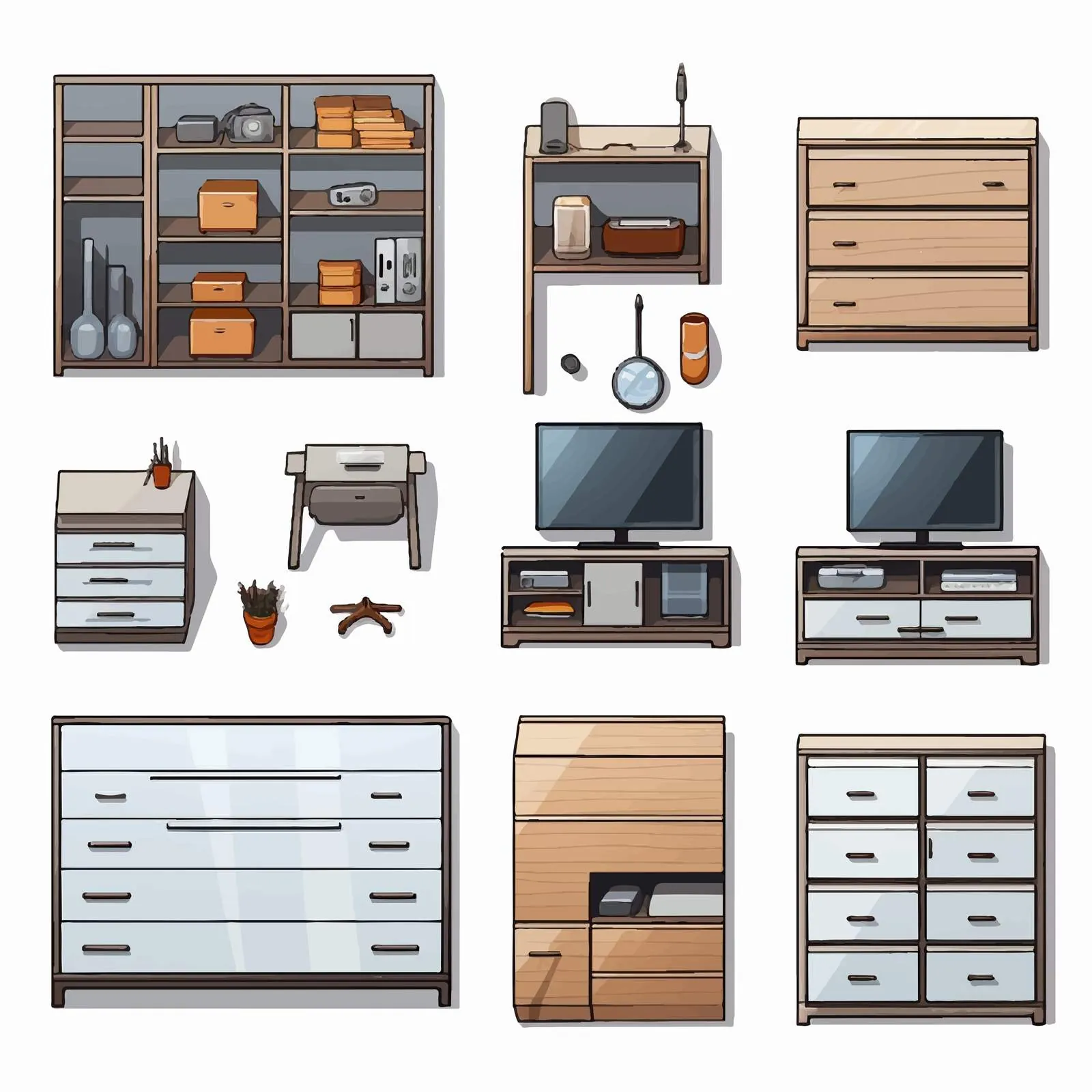 Top View of Furniture Collections and Storage Units — free download from Dotvec