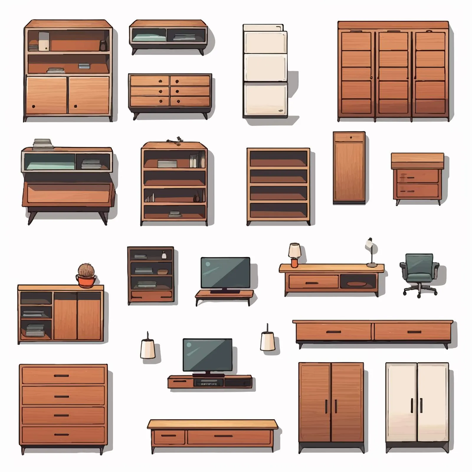 Top View of Cabinets and Shelving Units — free download from Dotvec
