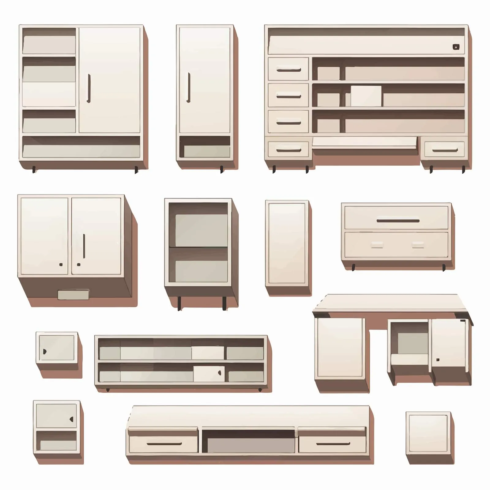 Top View of Cabinets and Shelving Units — free download from Dotvec