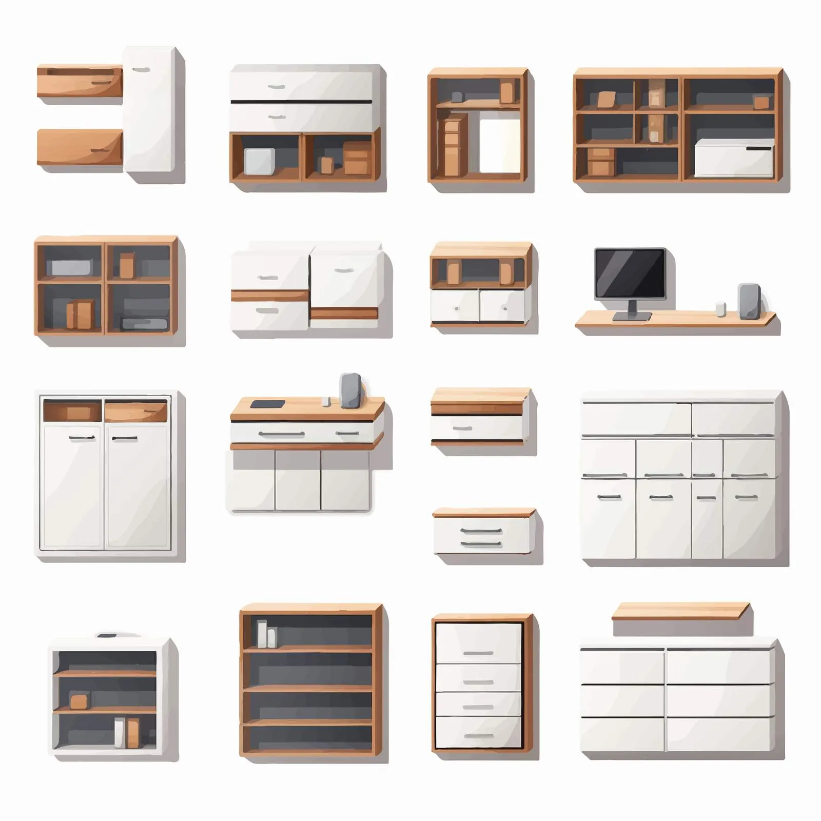 Top View of Cabinets and Shelving Units – free furniture collection image from Dotvec
