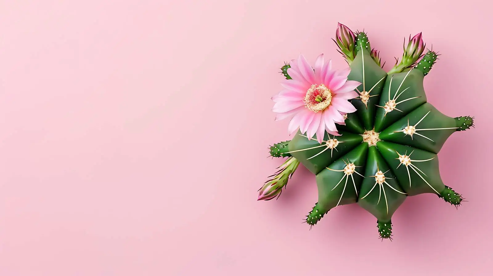 Cactus Flower on Pink Background Flat Lay — free download from Dotvec