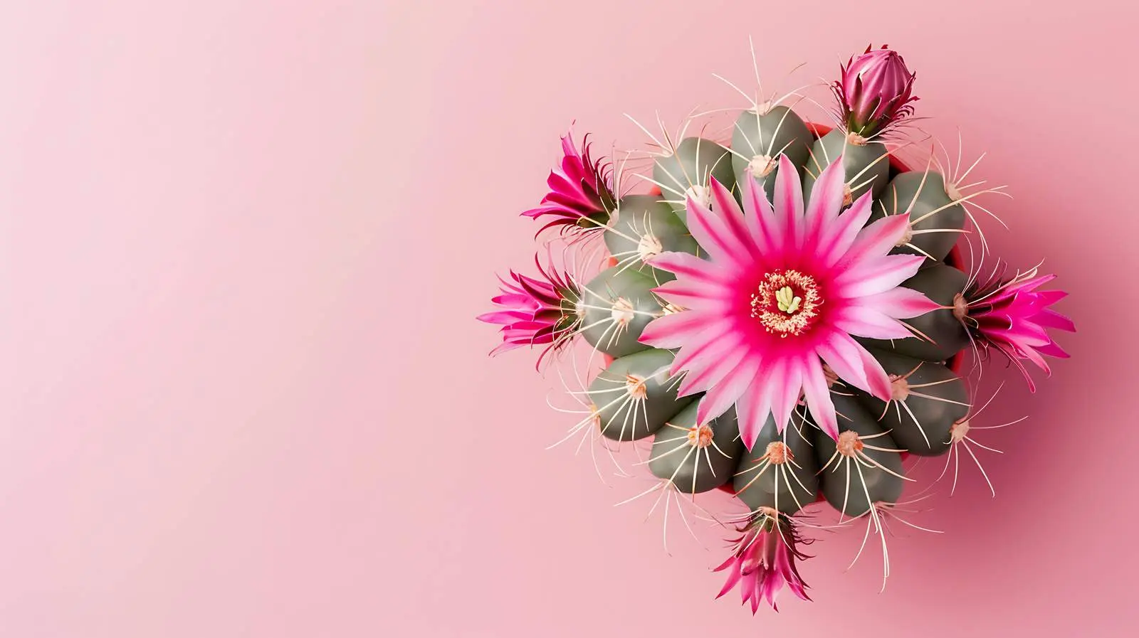 Cactus Flower on Pink Background - Flat Lay — free download from Dotvec