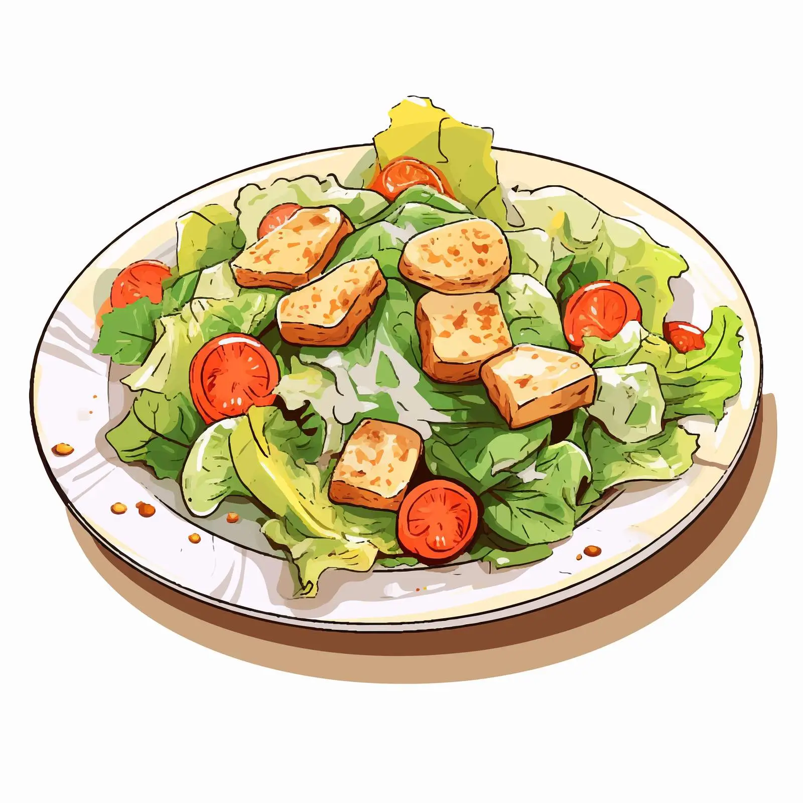 Hand-Drawn Caesar Salad Vector Illustration — free download from Dotvec