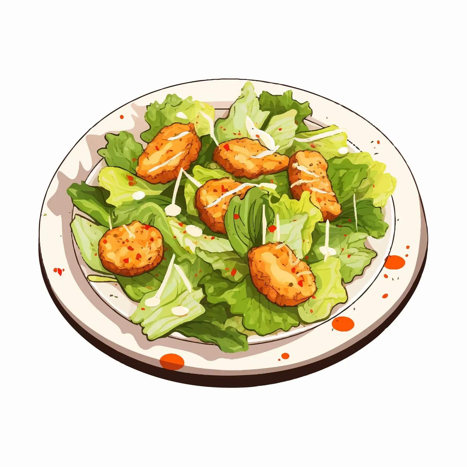 Hand-Drawn Caesar Salad Vector Illustration — free download from Dotvec