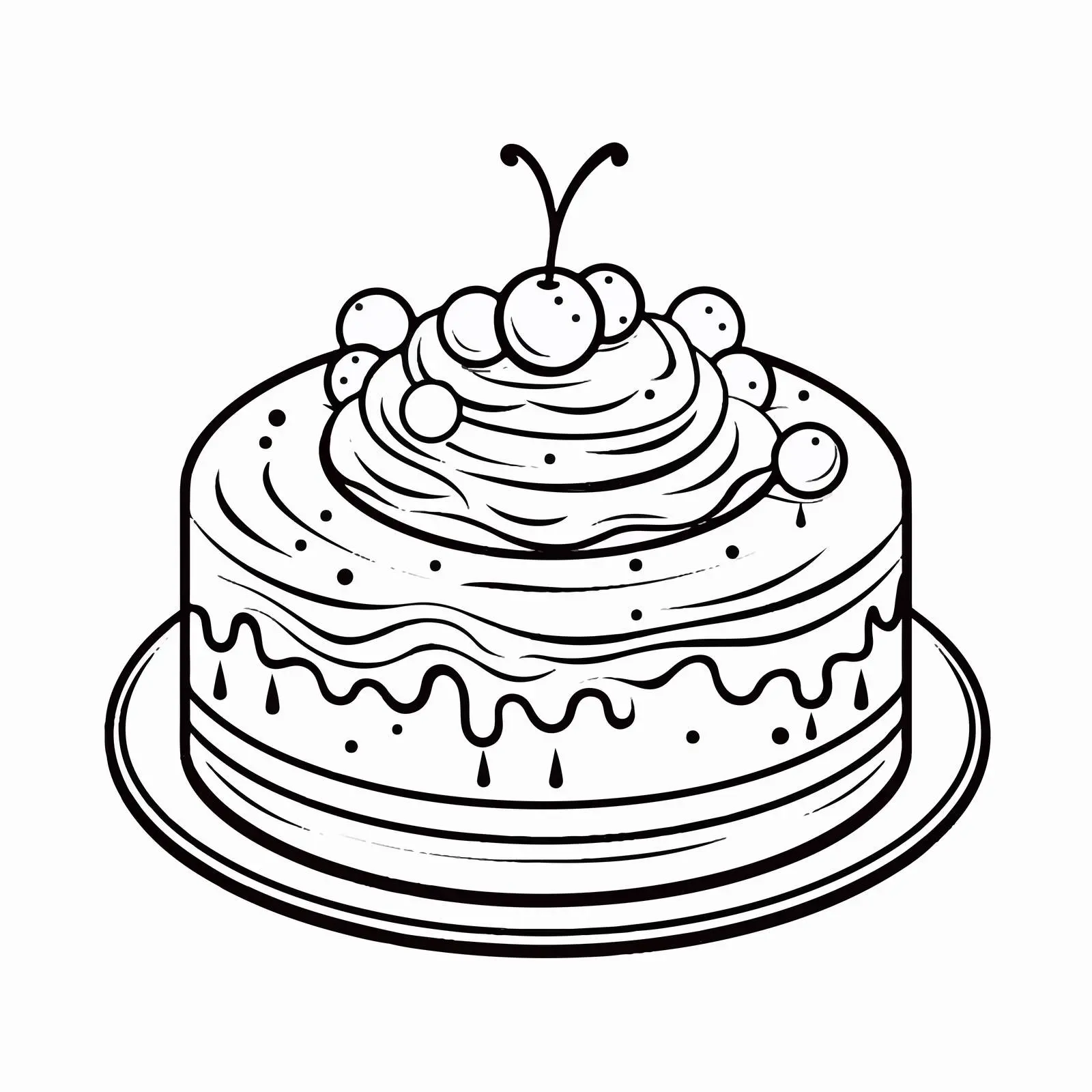 Cake Outline Vector Illustration on White Background – free layered cake image from Dotvec