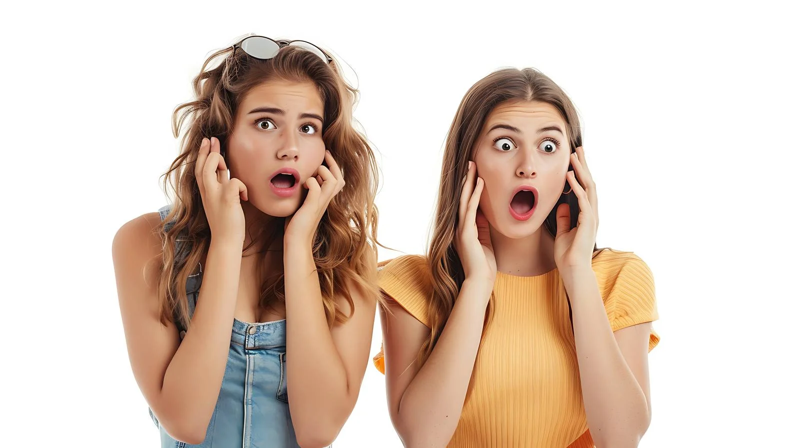 Expressive Young Women on White Background – free tense image from Dotvec