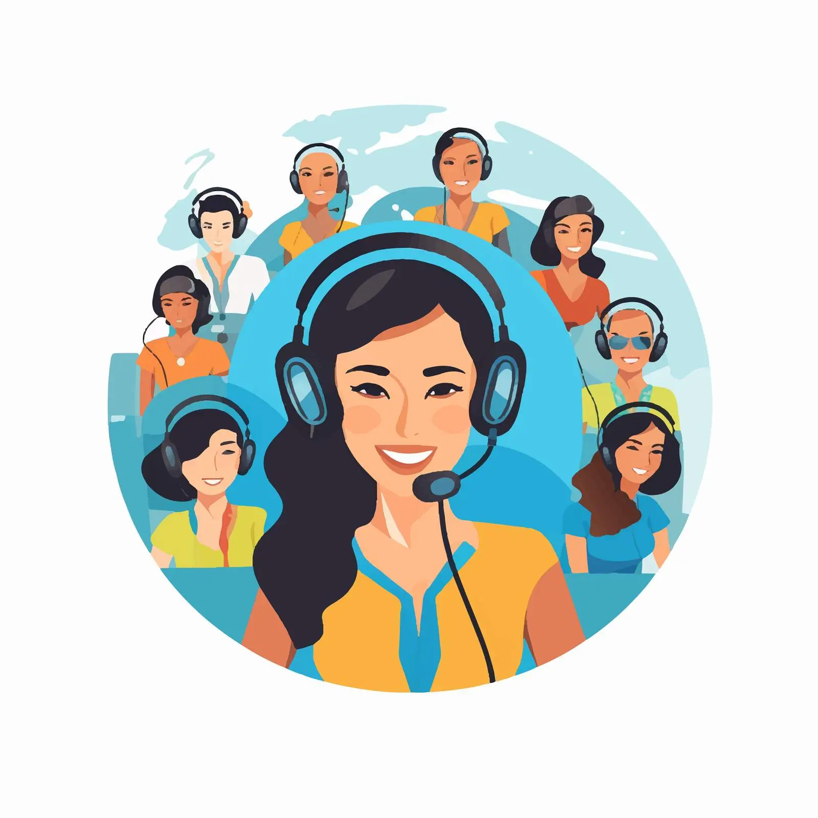 Cartoon Call Center Vector Illustration on White Background — free download from Dotvec