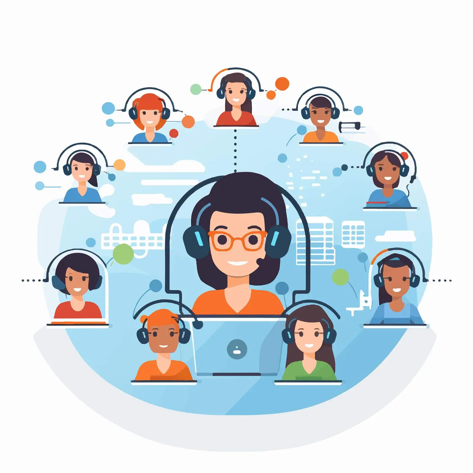 Cartoon Call Center Design Vector Illustration – free communications image from Dotvec