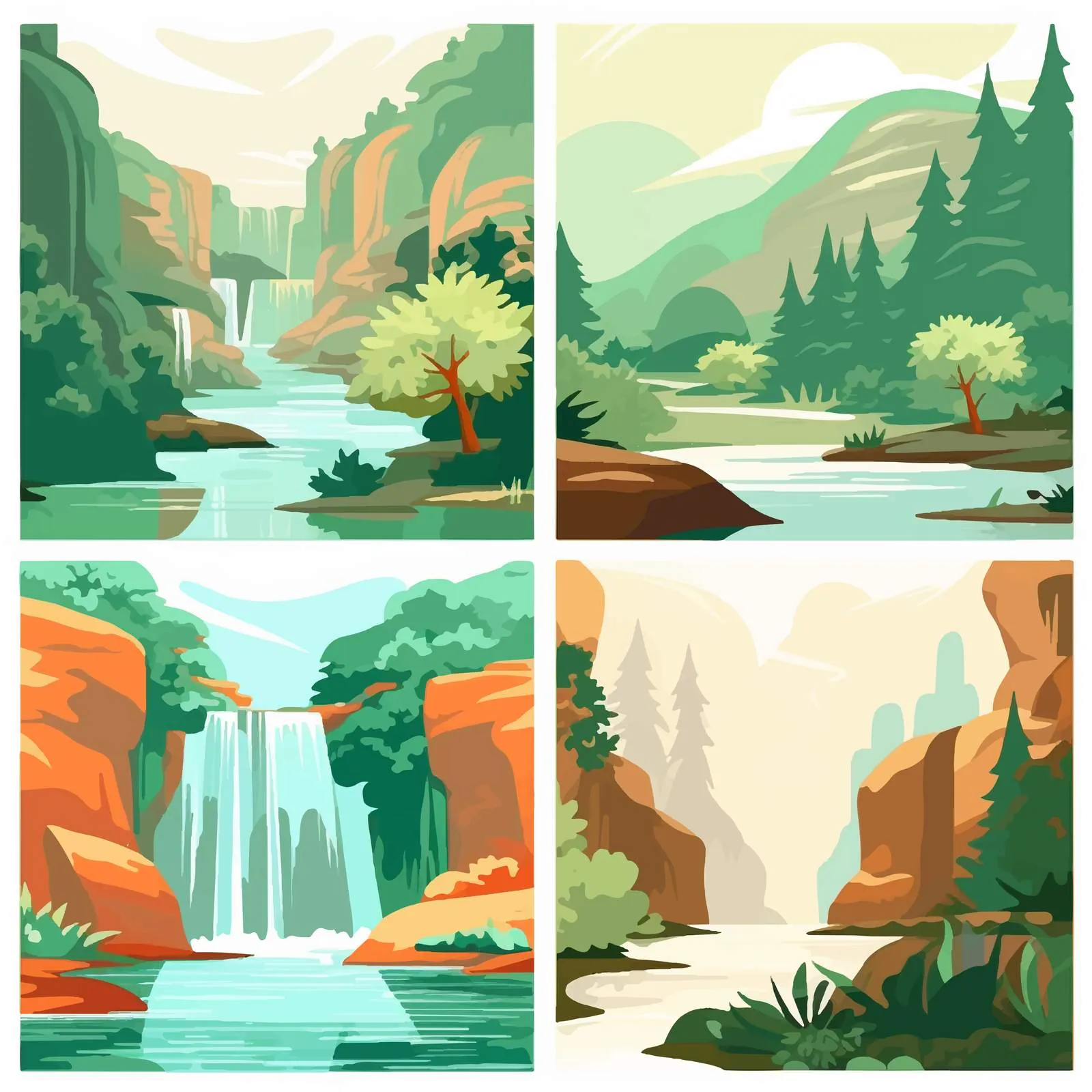 Peaceful Nature Landscape Vectors Set — free download from Dotvec