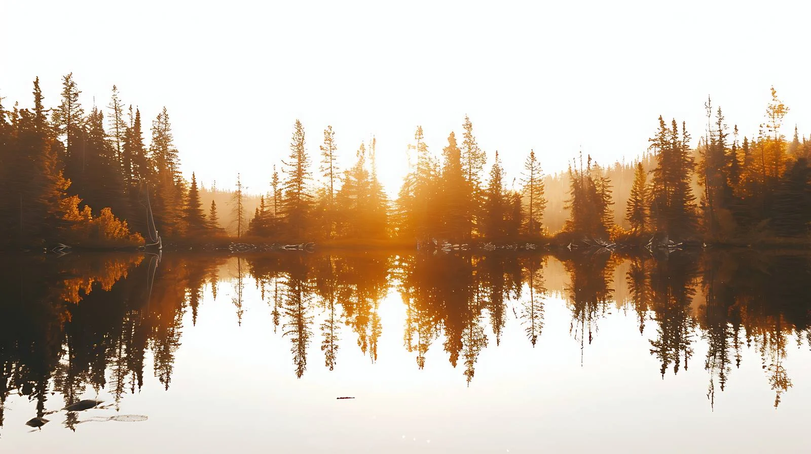 Tranquil Northwoods Lake Surrounded by Sunlit Pines — free download from Dotvec