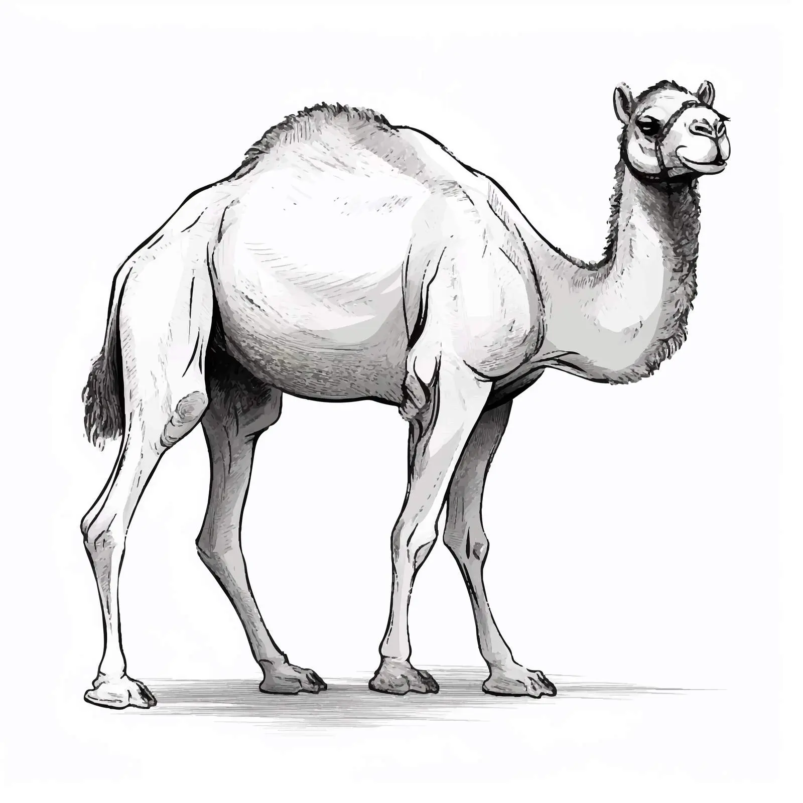 Camel Sketch Illustration on White Background – free wild animals image from Dotvec