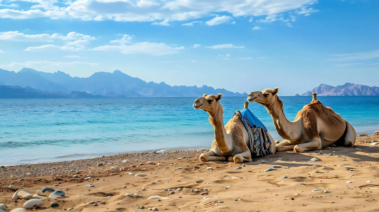 Tranquil Camels on Red Sea Beach — free download from Dotvec