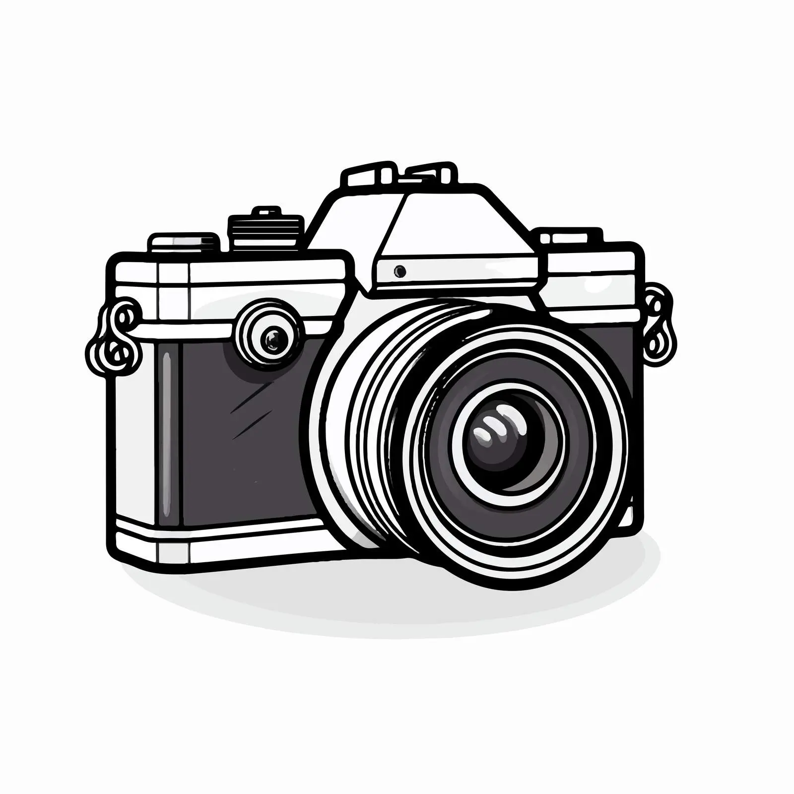 Cartoon Camera Line Vector Illustration — free download from Dotvec