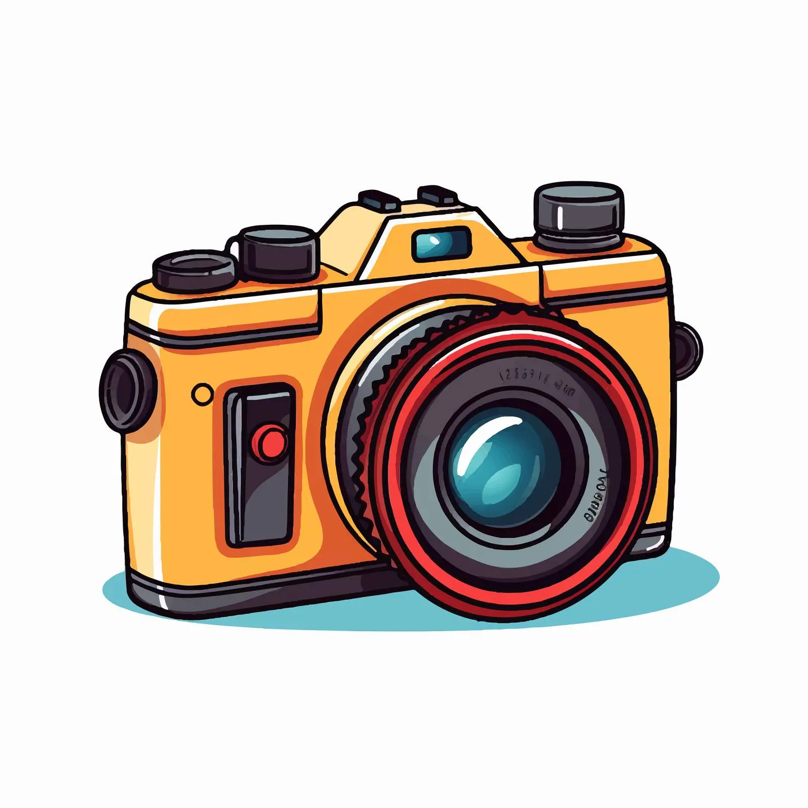 Cartoon Camera Line Vector Illustration – free vector shapes image from Dotvec