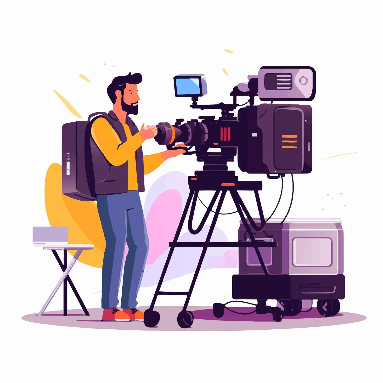 Cameraman Adjusting Camera for Video Production — free download from Dotvec