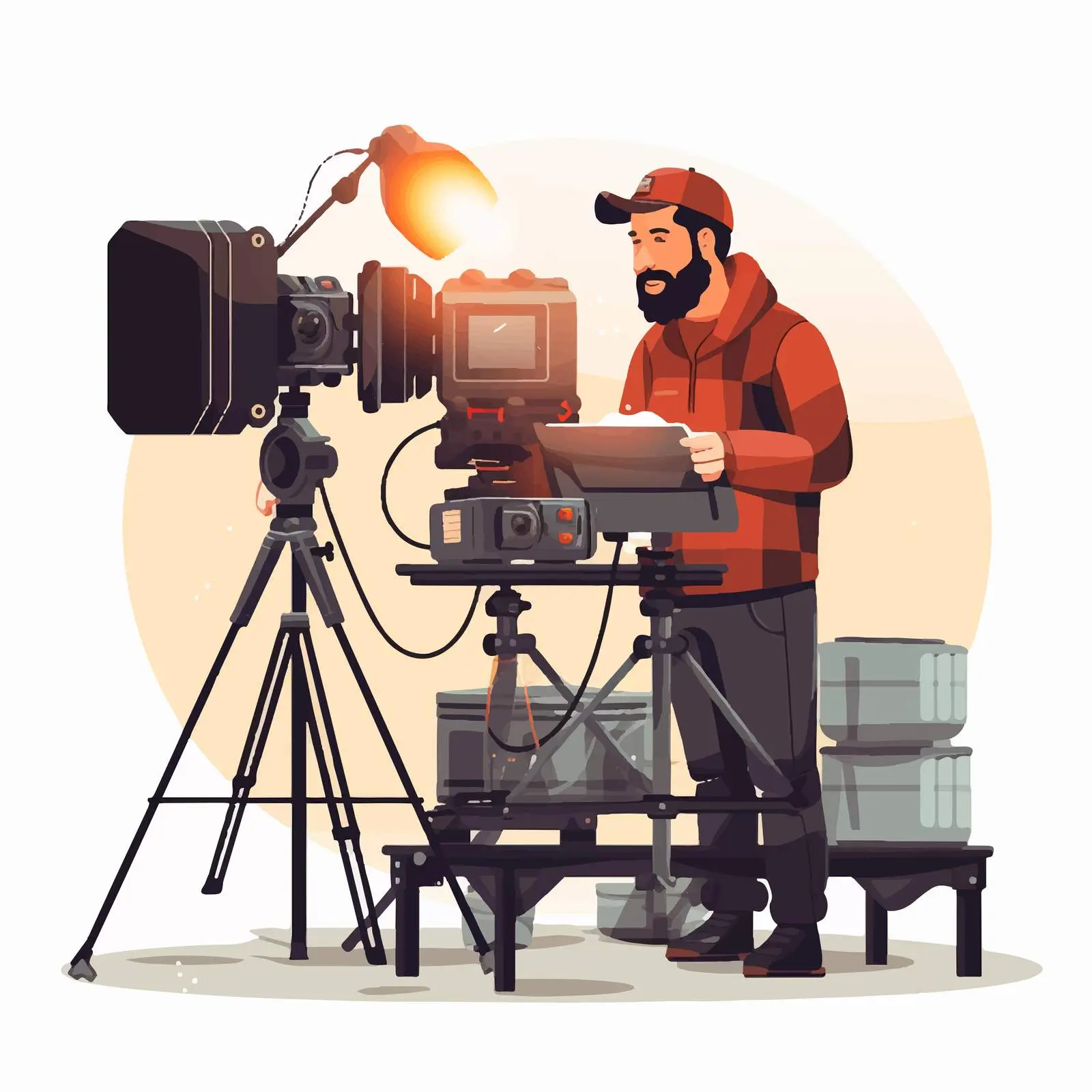 Cameraman Adjusting Camera Before Shooting Video — free download from Dotvec