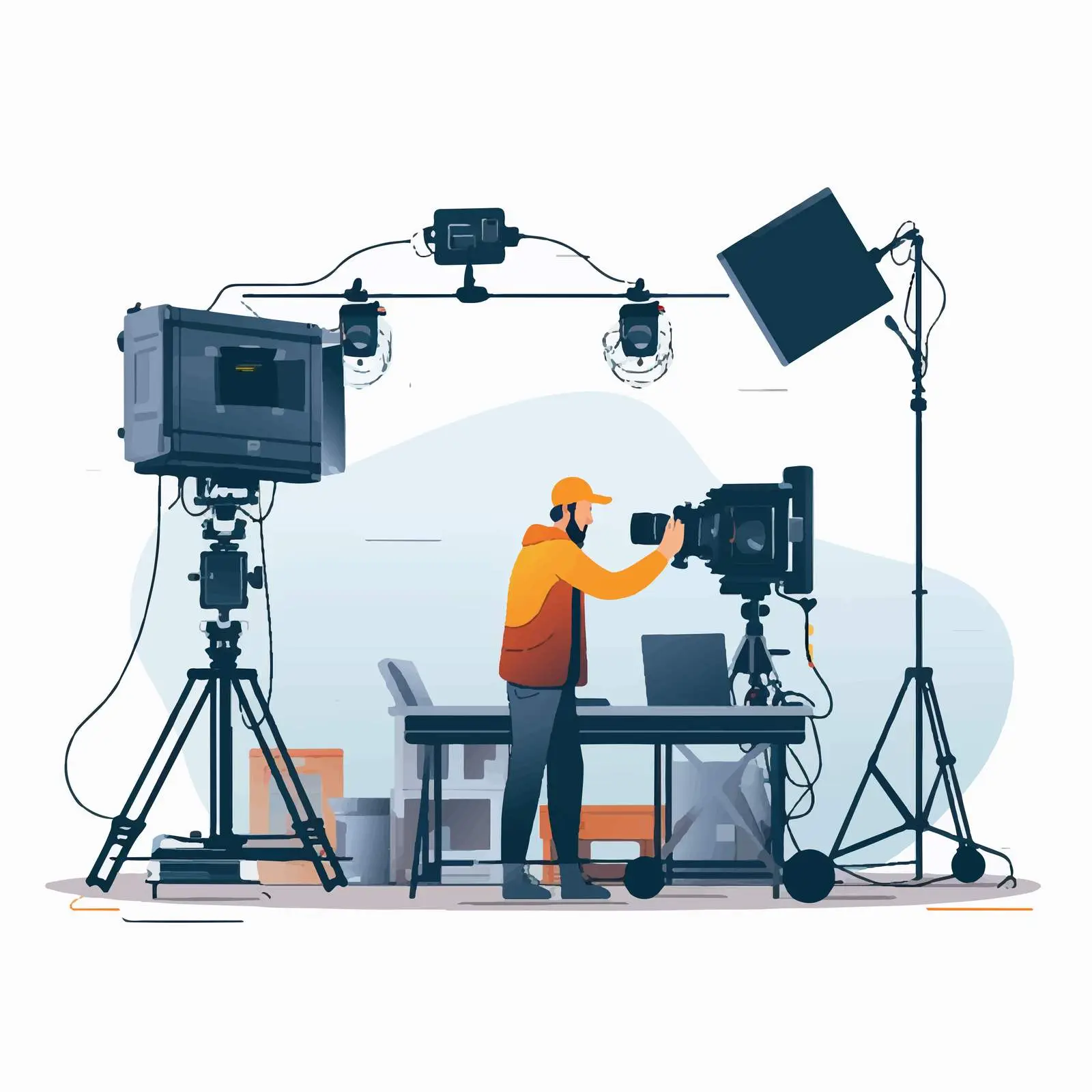 Cameraman Adjusting Camera for Video Shoot – free video shooting image from Dotvec