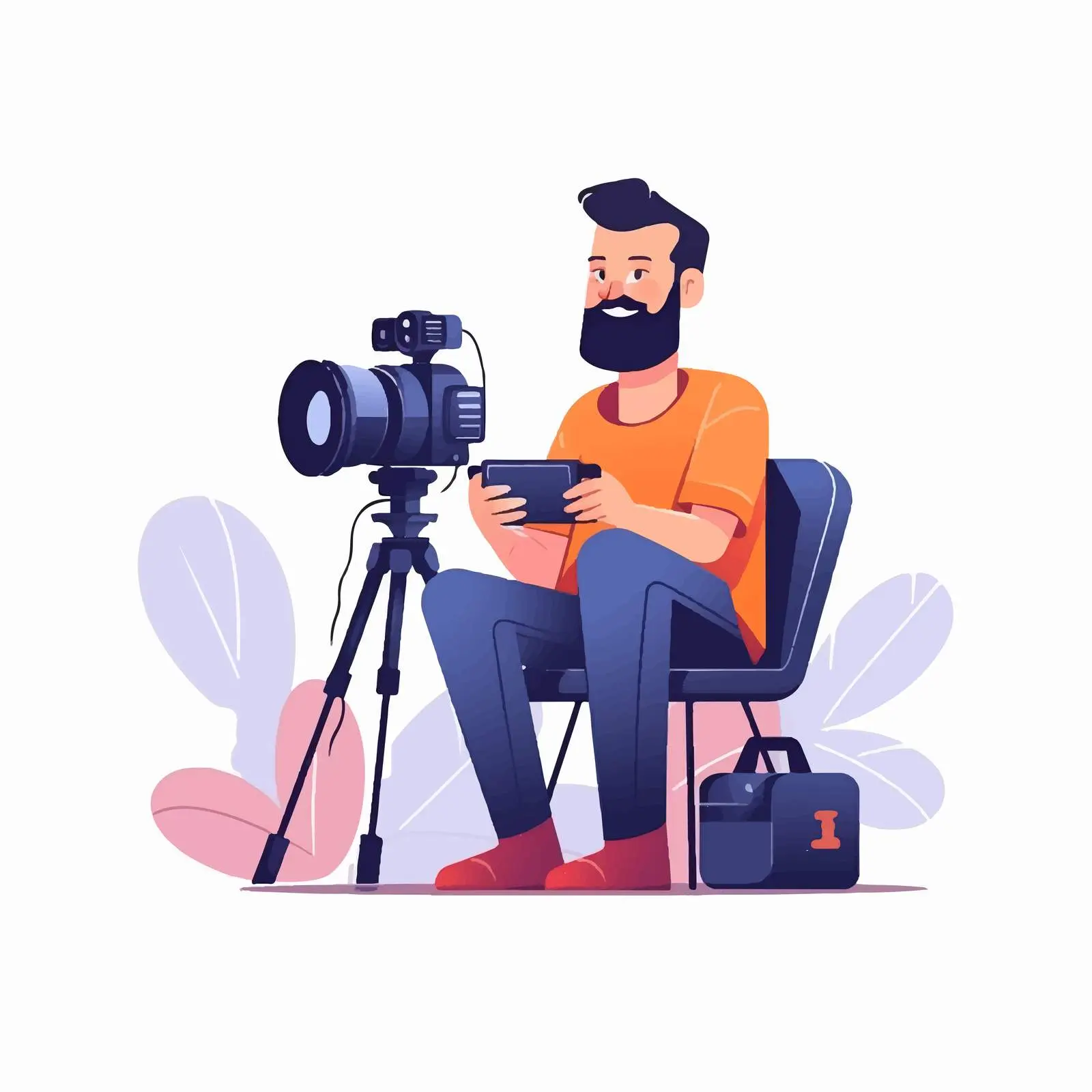 Cameraman Holding Professional Camera and Microphone – free recording image from Dotvec