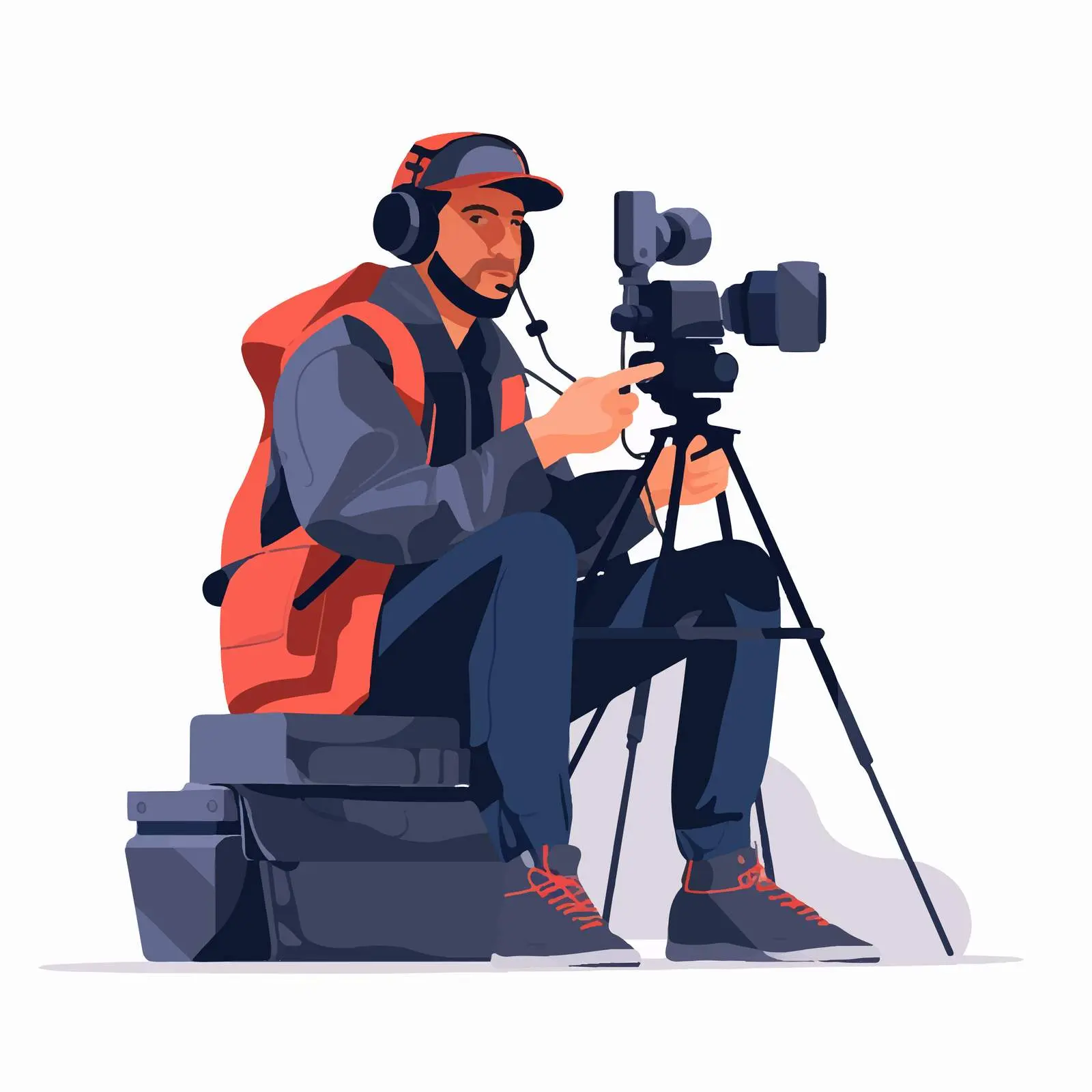 Cameraman Holding Professional Camera with Microphone — free download from Dotvec