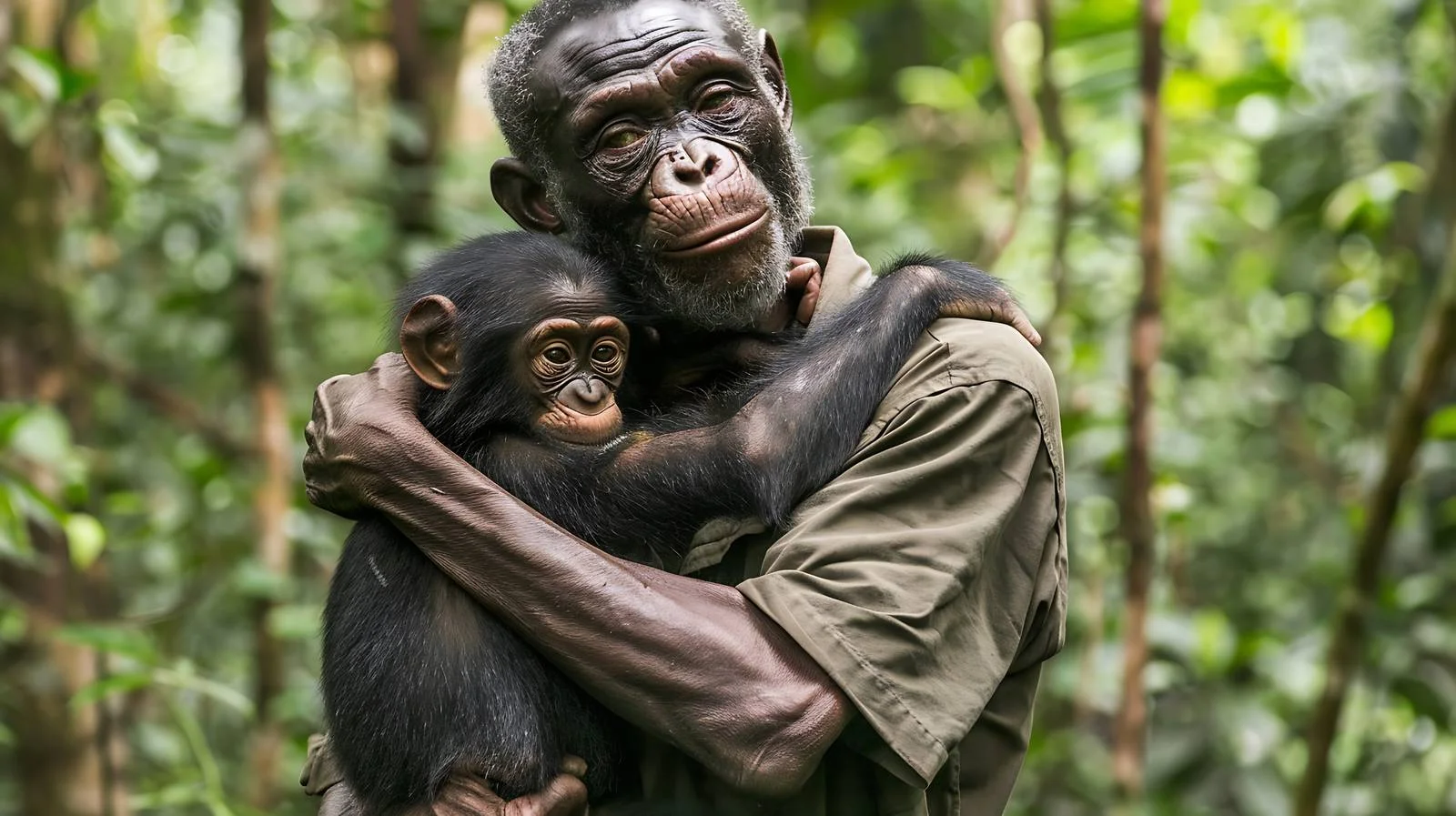 Pongo-Songo Man Carries Chimpanzee — free download from Dotvec