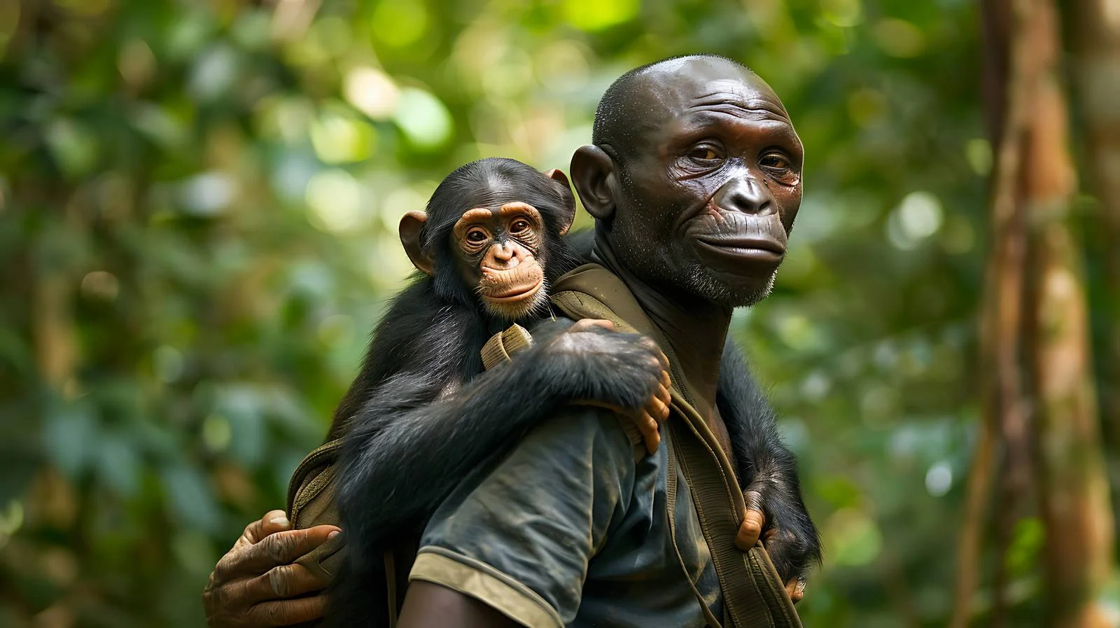 Cameroon Pongo-Songo Man with Chimpanzee – free chimpanzee image from Dotvec