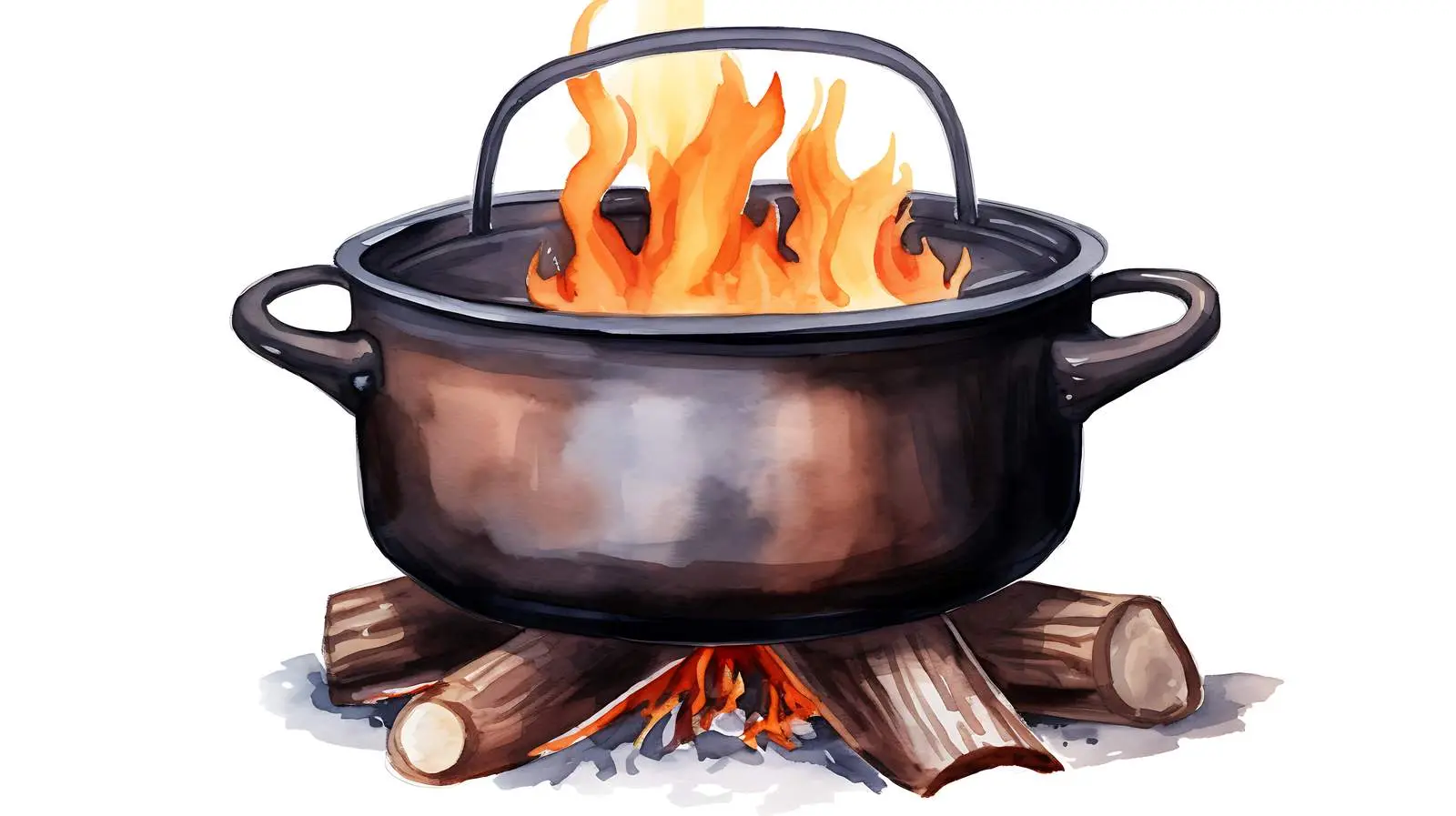 Campfire and Pot on White Background — free download from Dotvec