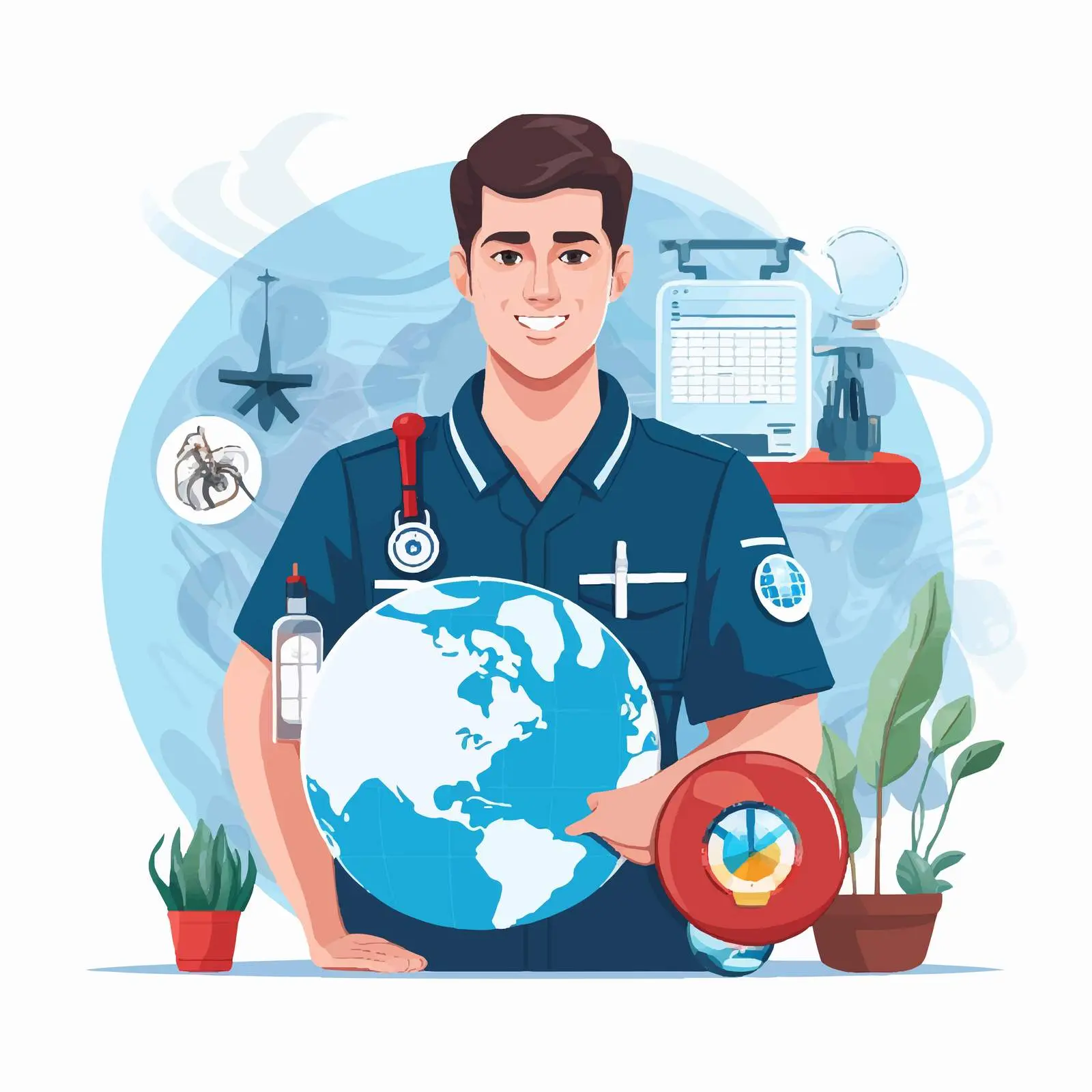Stay Home Campaign with Paramedic Illustration – free health campaign image from Dotvec
