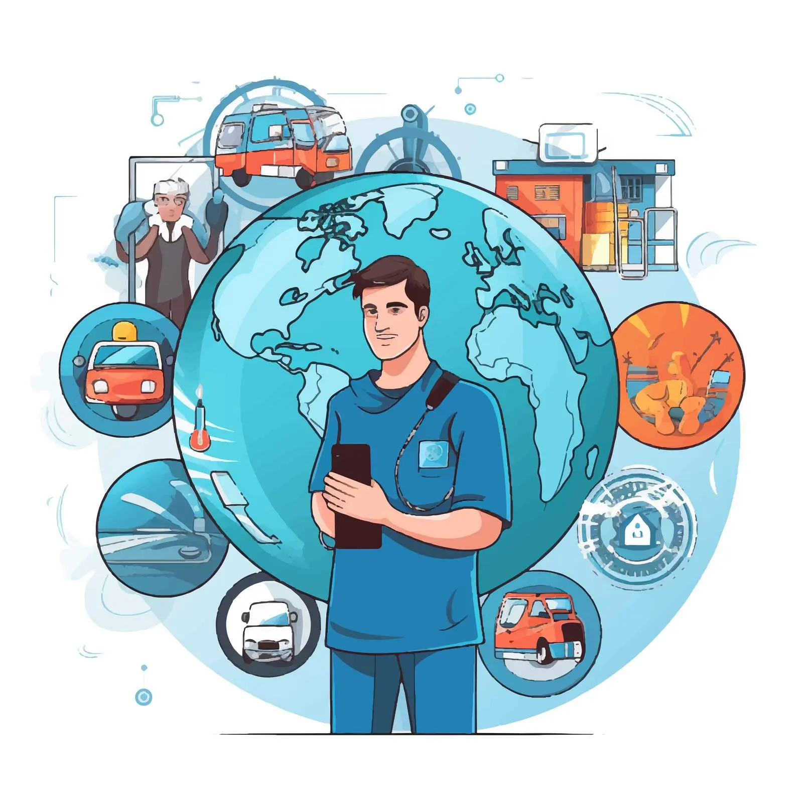 Stay at Home Campaign with Paramedics Vector – free stay safe image from Dotvec