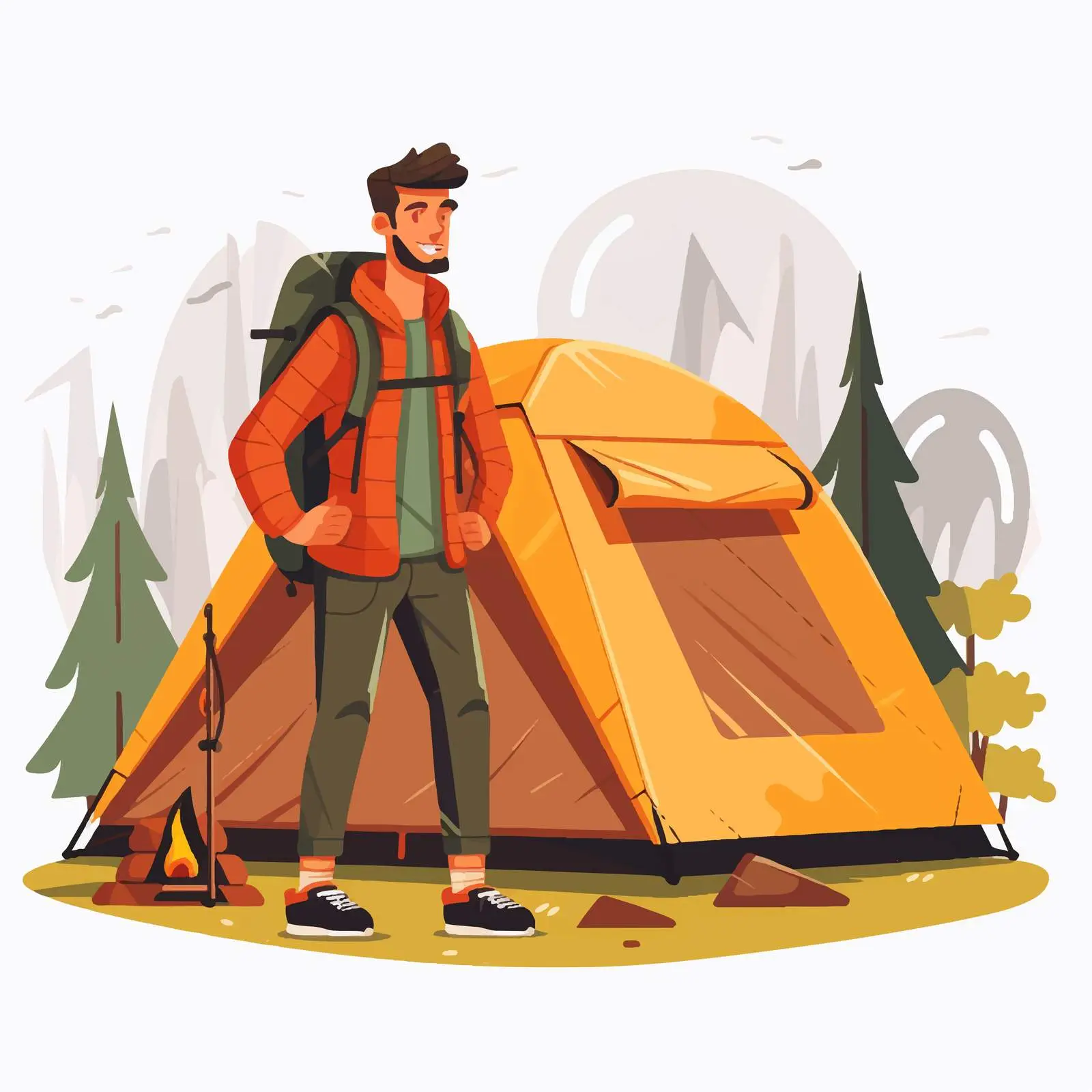 Man Pitching Tent in Nature — free download from Dotvec