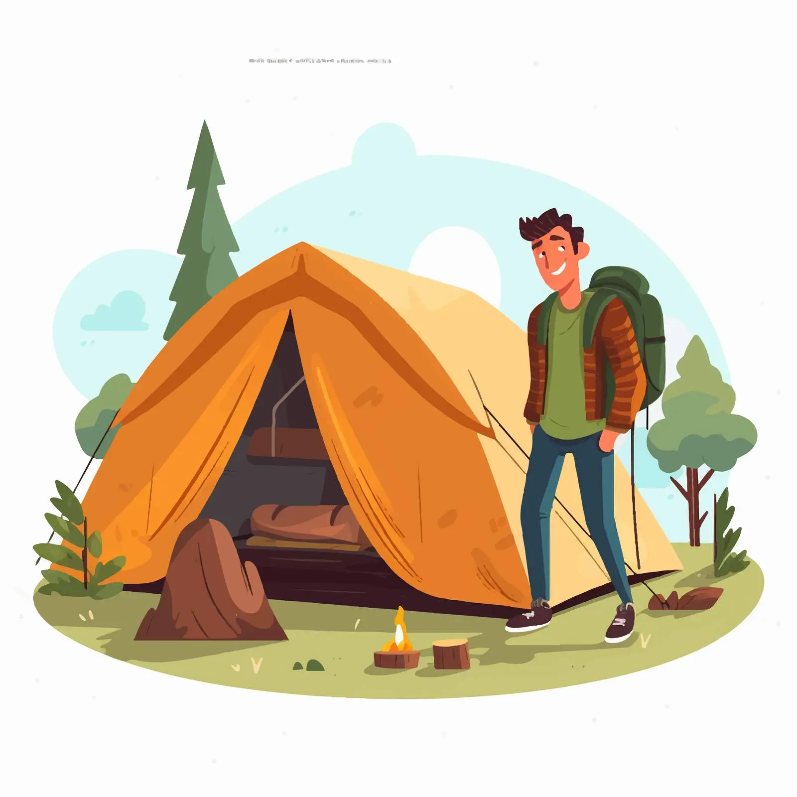 Hiker Pitching Tent in Nature — free download from Dotvec