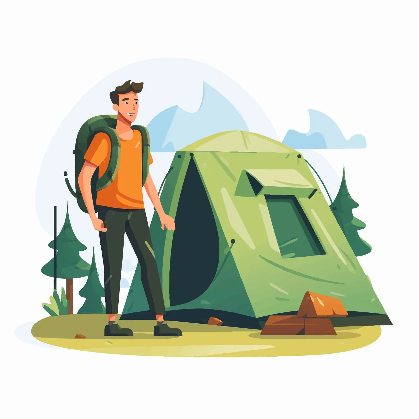 Hiker Pitching Tent in Nature — free download from Dotvec